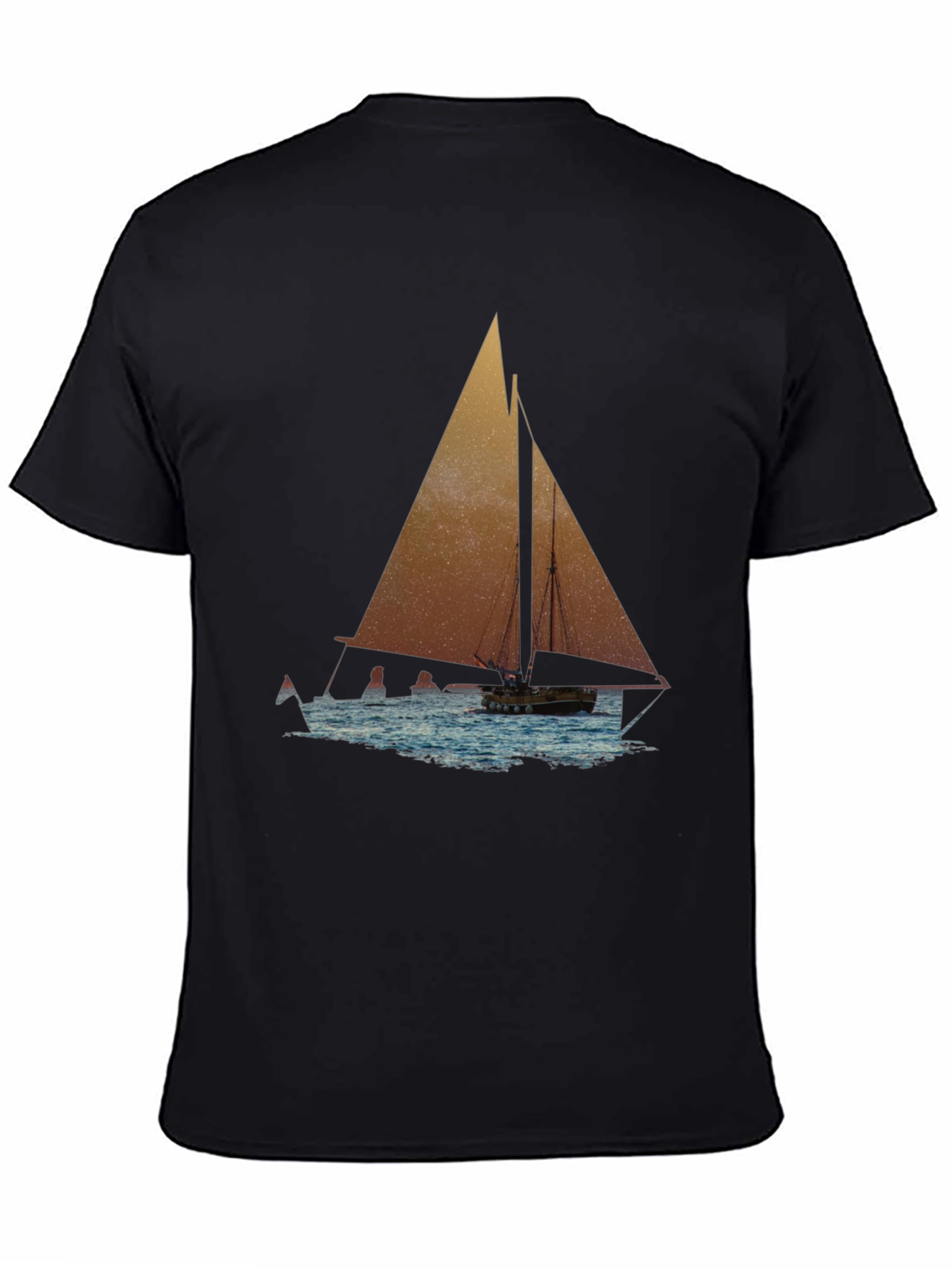 Black Sailboat Graphic Tee - Black Cotton Blend view 4