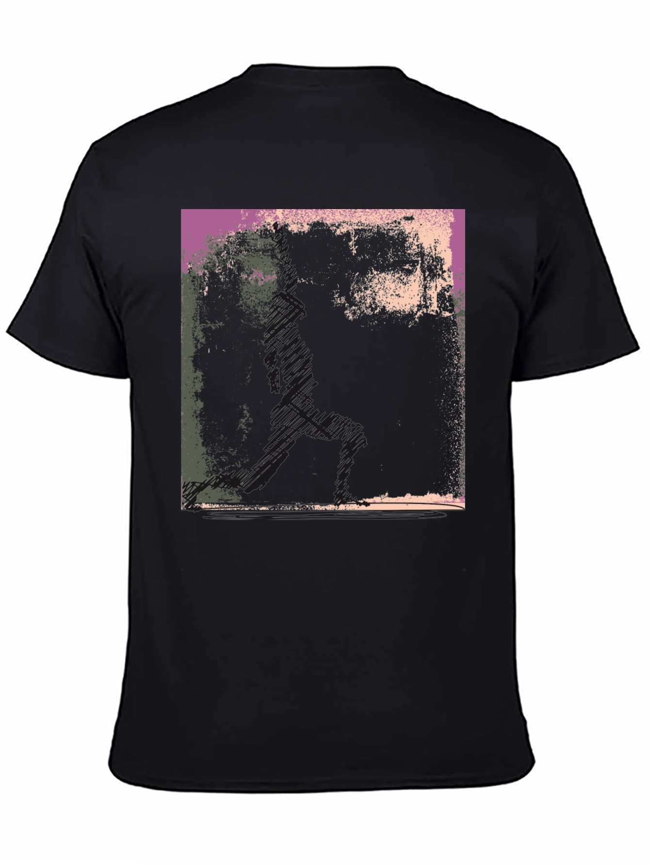 Black Abstract Graphic Print Black T-Shirt view 4