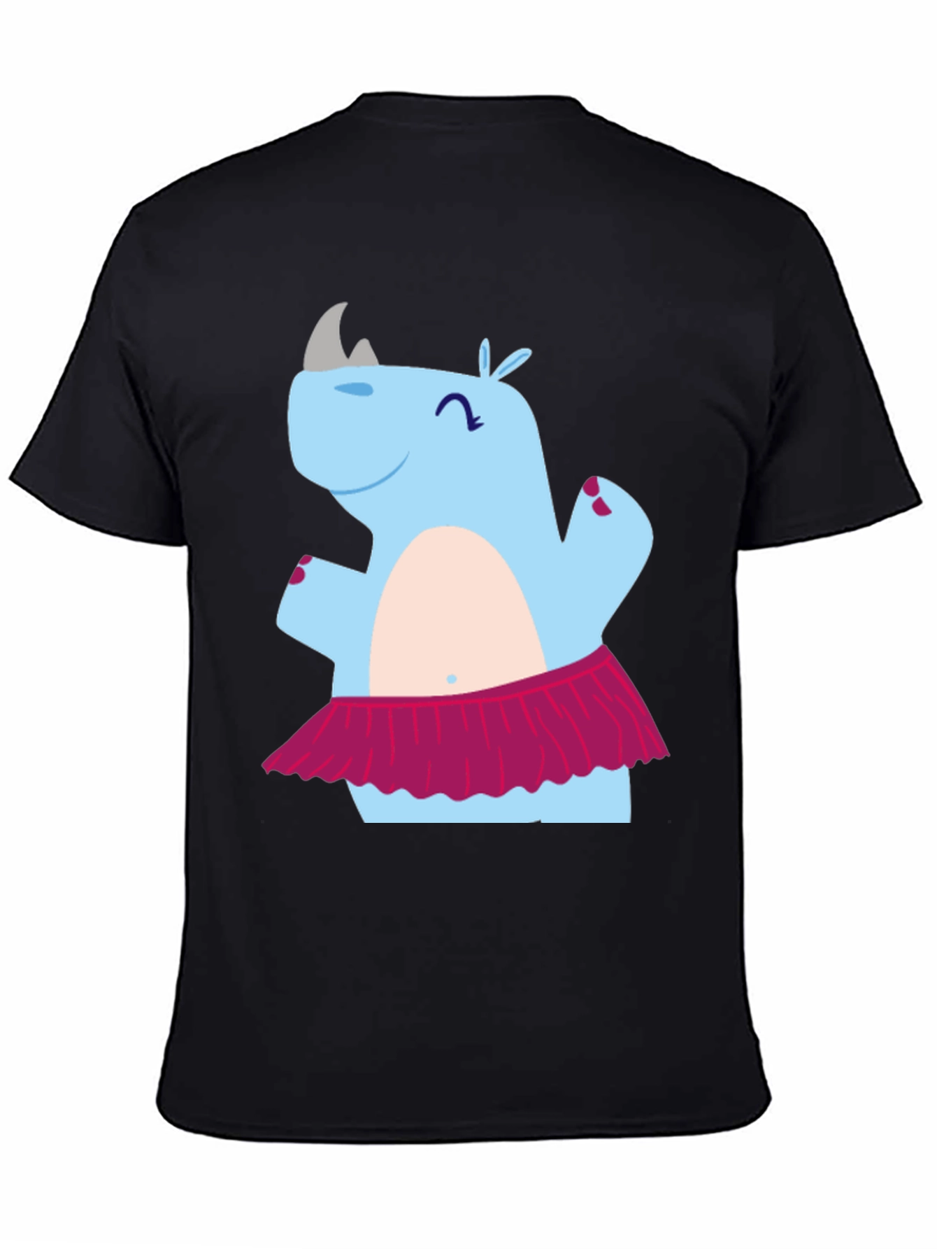 Black Dancing Rhino T-Shirt - Cute Cartoon Tee view 4