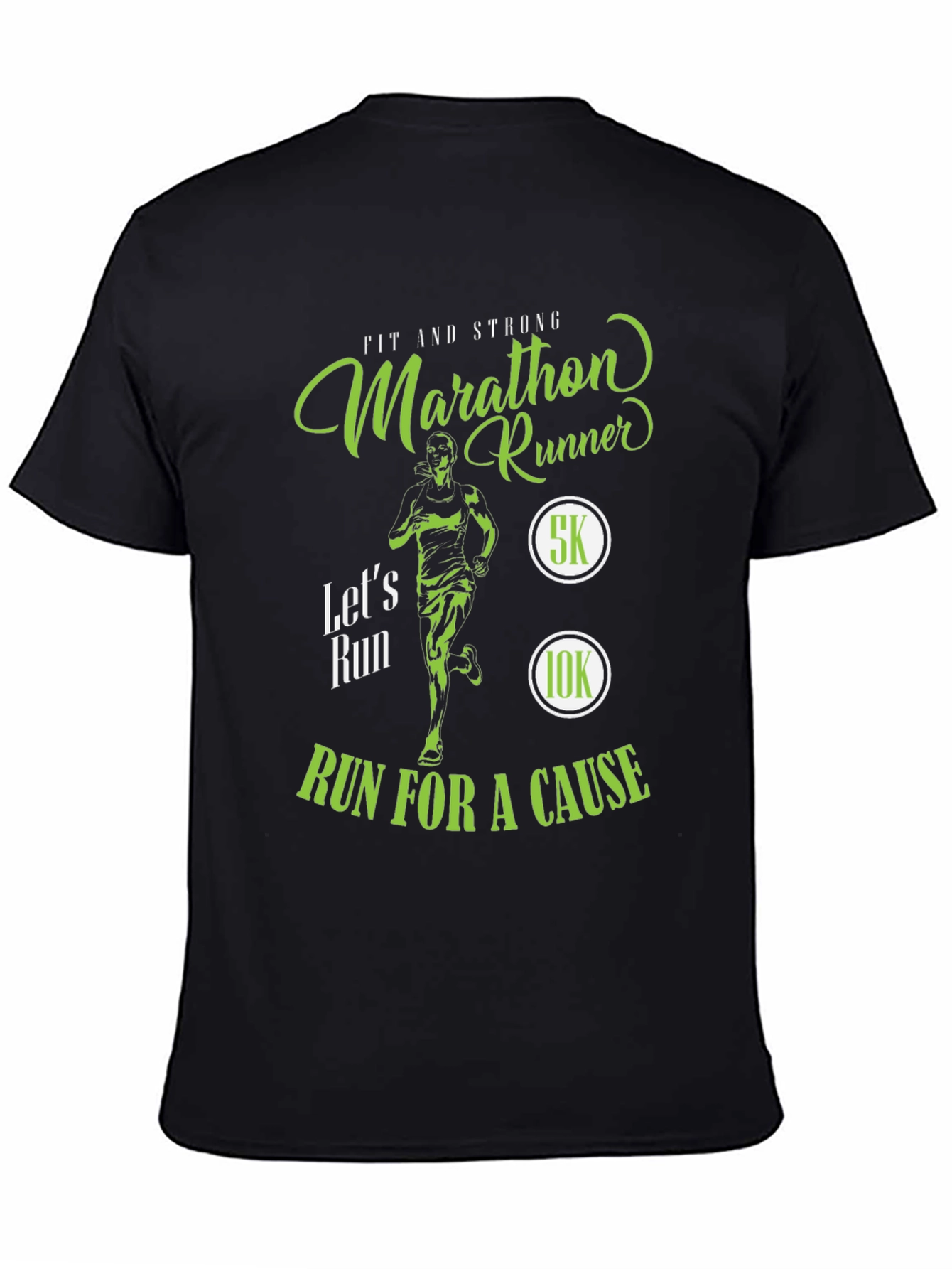 Black Marathon Runner T-Shirt - Run For A Cause! view 4