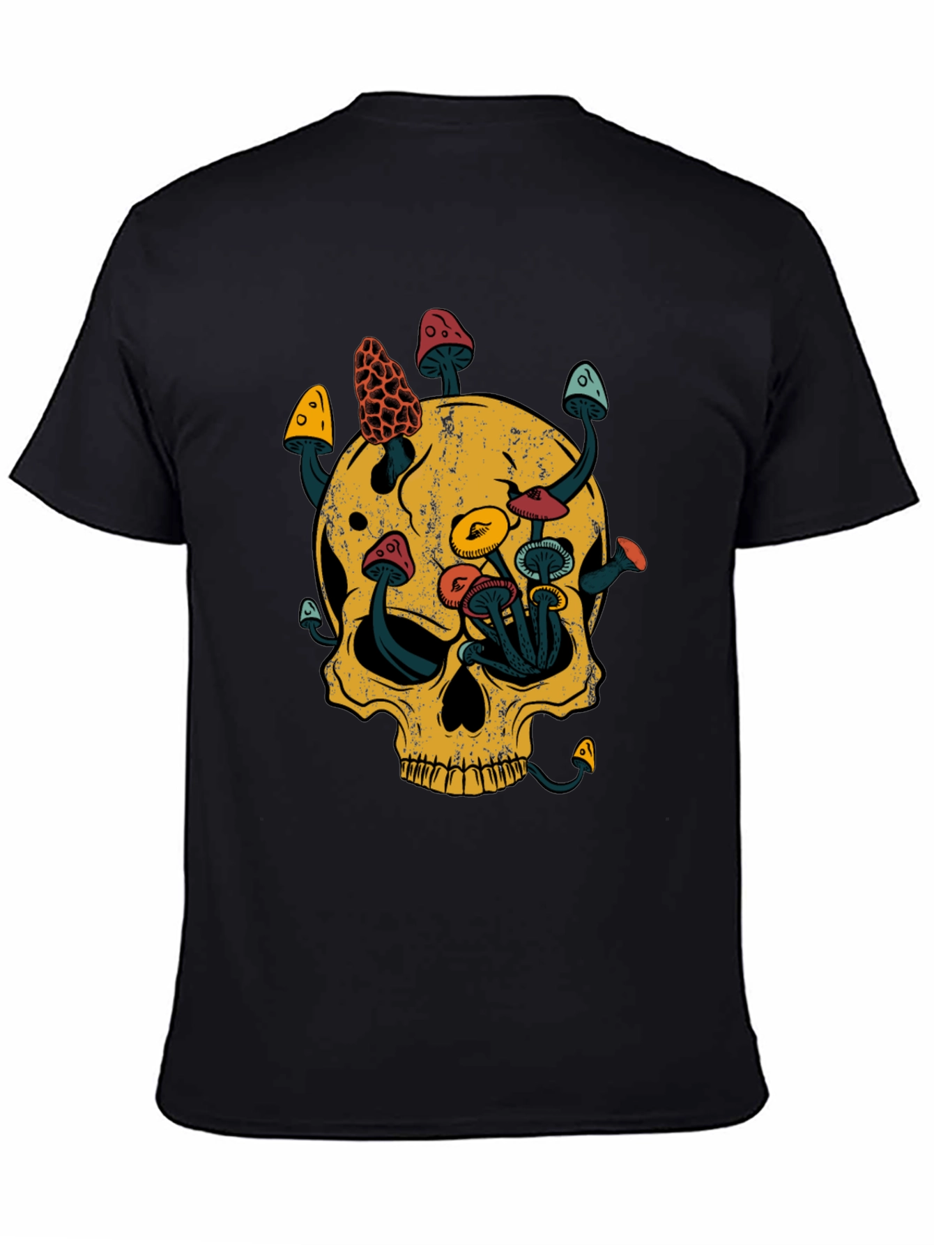 Black Skull & Mushroom Graphic Tee - Black view 4