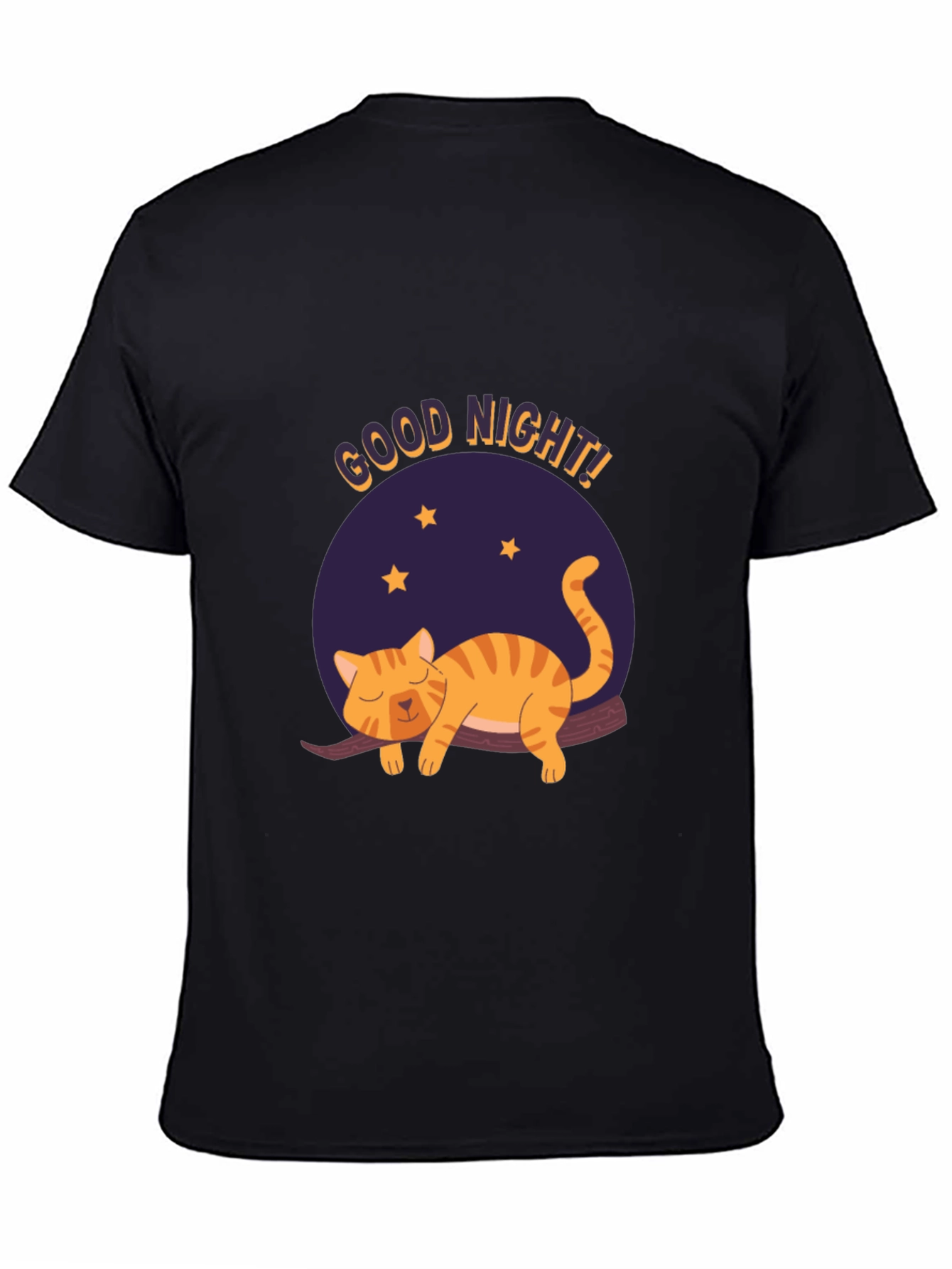 Black Good Night Cat Graphic T-Shirt - Black view 4