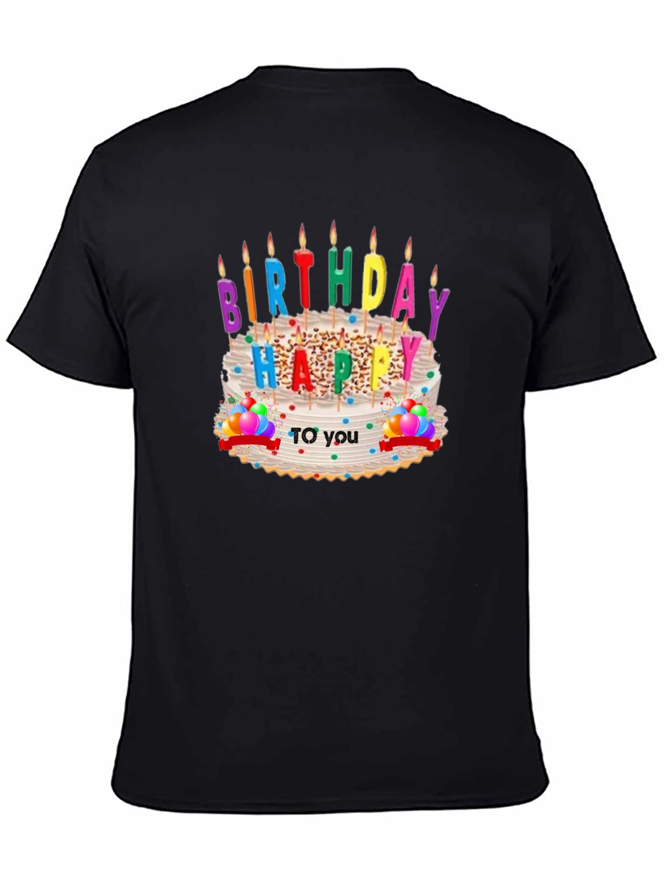 Black Birthday Cake Graphic T-Shirt view 4