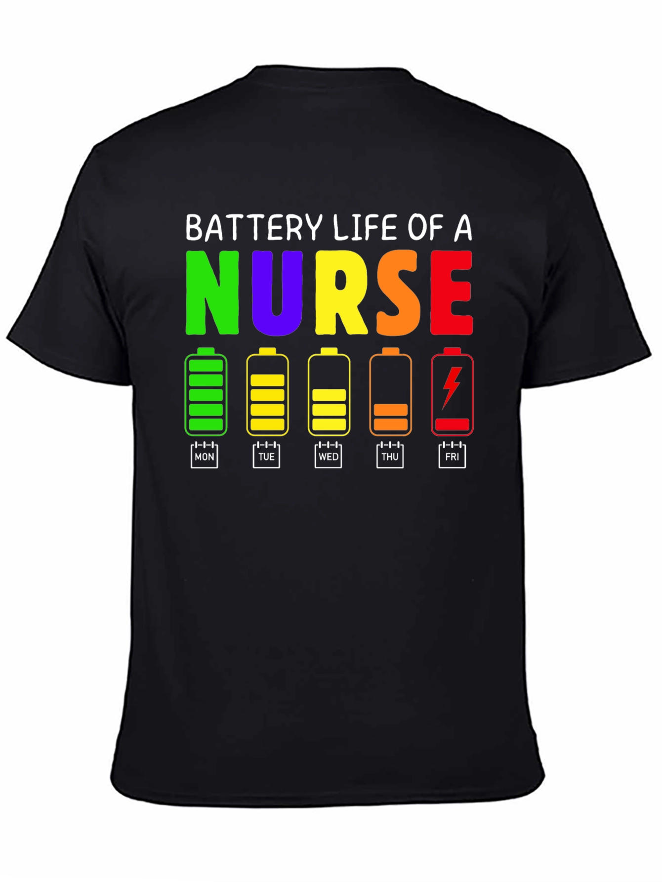 Black Battery Life of a Nurse T-Shirt view 4