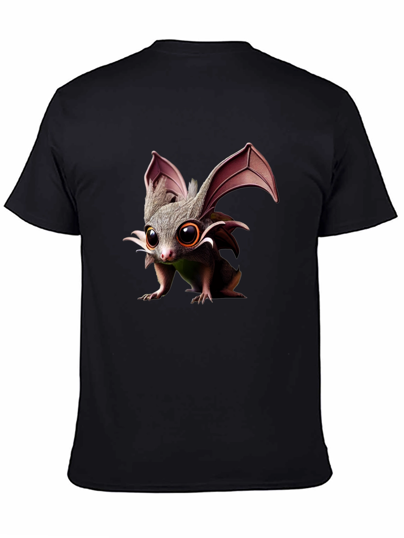 Black Cute Bat T-Shirt - Unisex Black Tee view 4
