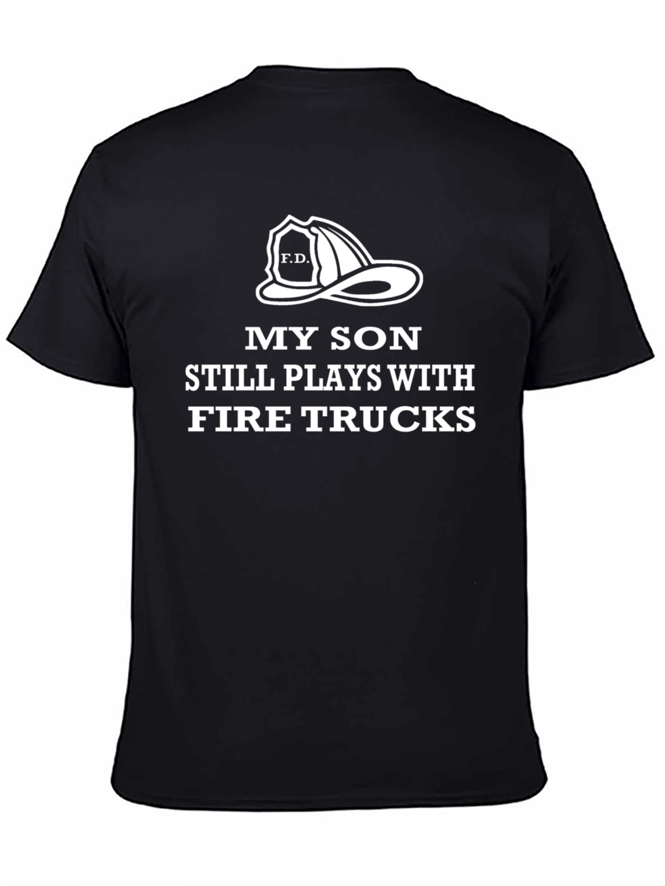 Black My Son Fire Truck T-Shirt view 4