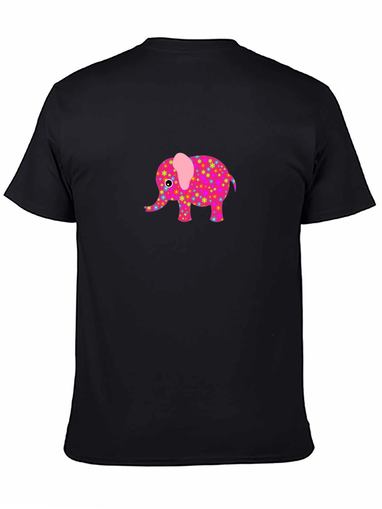 Black Black T-Shirt with Cute Elephant Graphic view 4