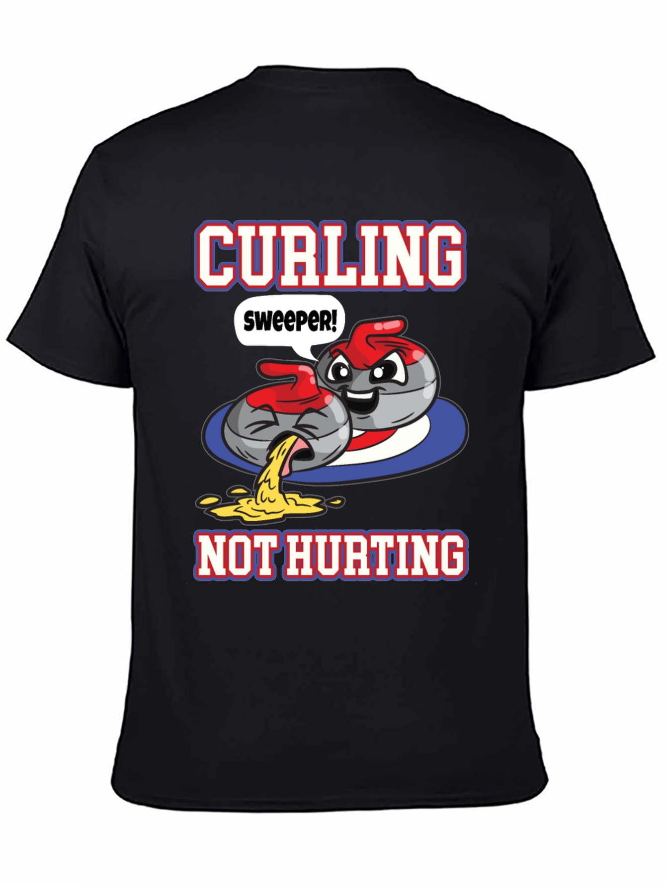 Black Funny Curling T-Shirt - Sweeper, Not Hurting! view 4