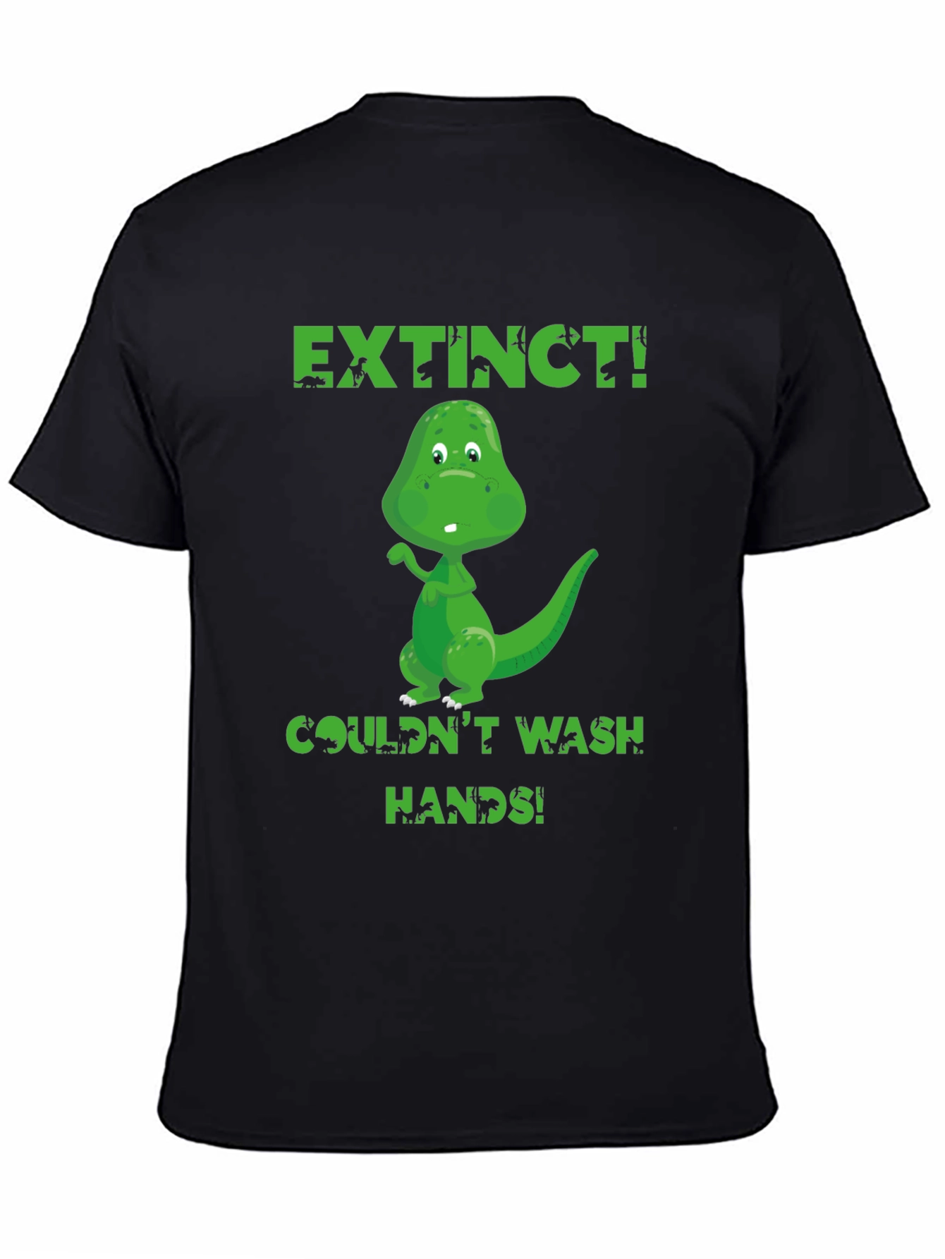 Black Extinct Dinosaur Wash Hands Graphic T-Shirt view 4
