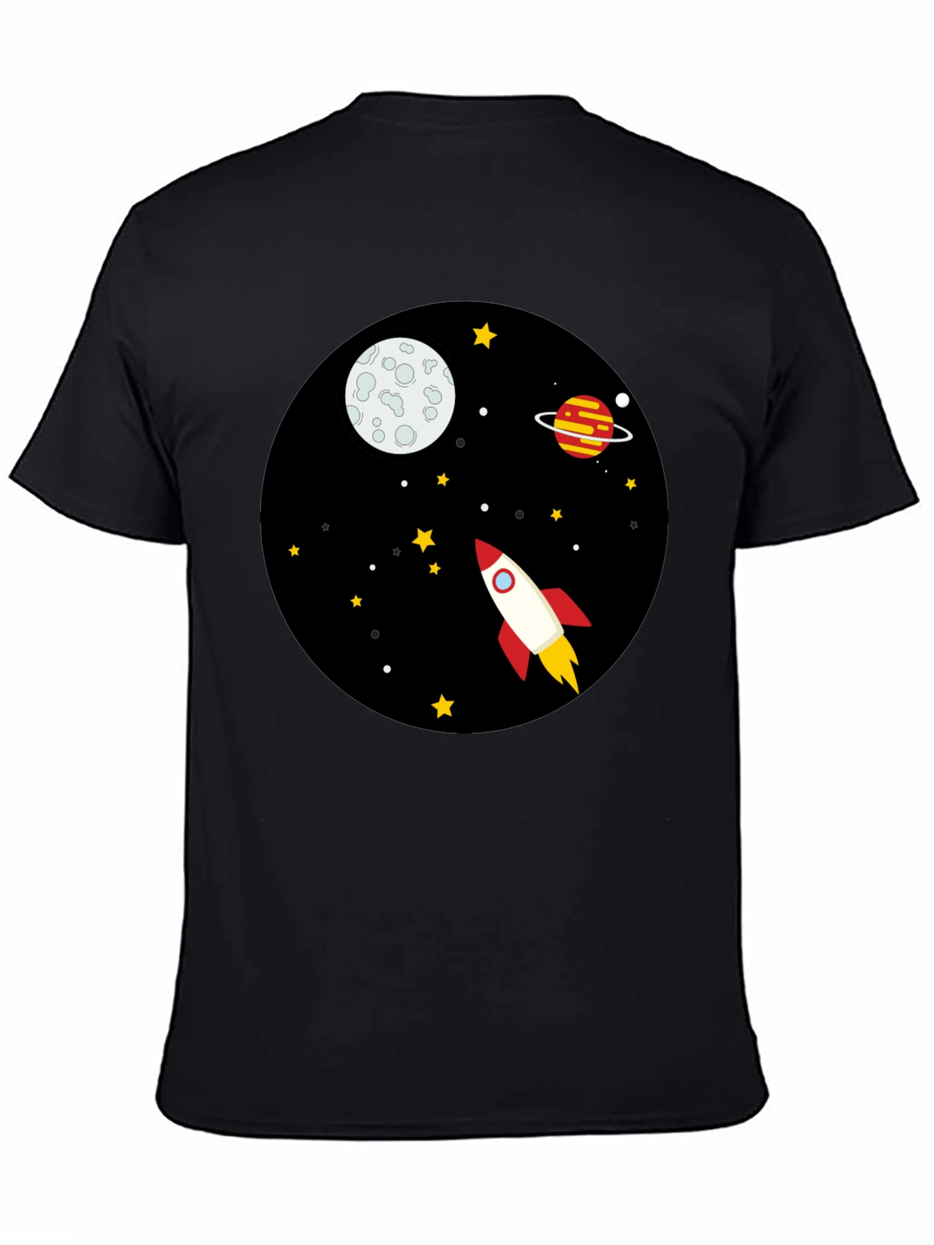 Black Space Rocket Graphic Tee - Unisex Black T-Shirt view 4