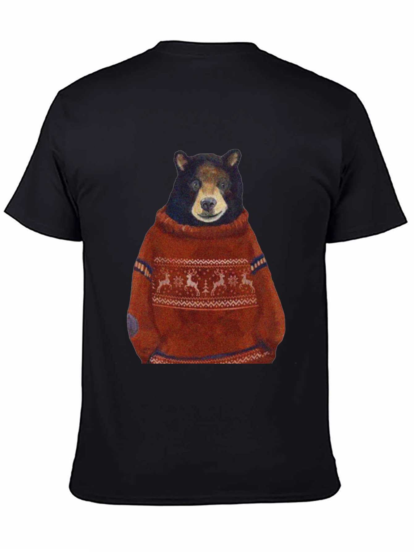 Black Bear in Sweater Graphic T-Shirt - Unique Design view 4