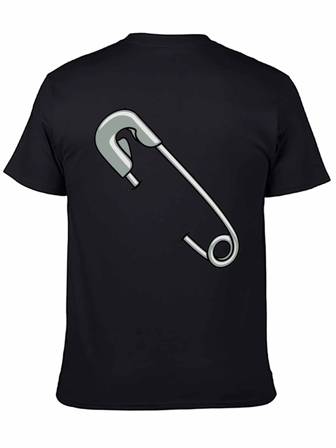 Black Safety Pin Graphic T-Shirt - Unisex Casual Tee view 4