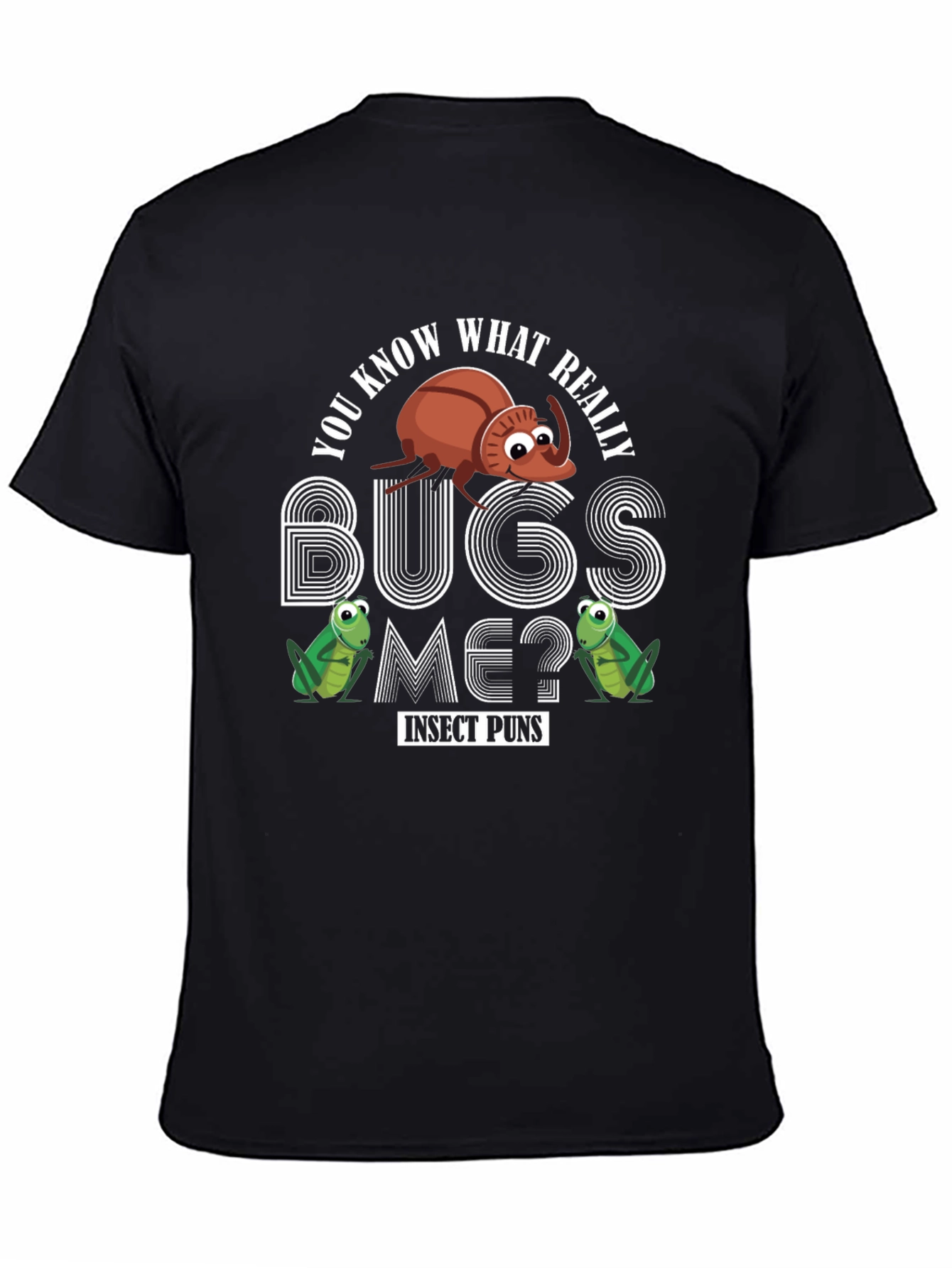 Black Insect Puns Graphic Tee - Bugs Me? view 4