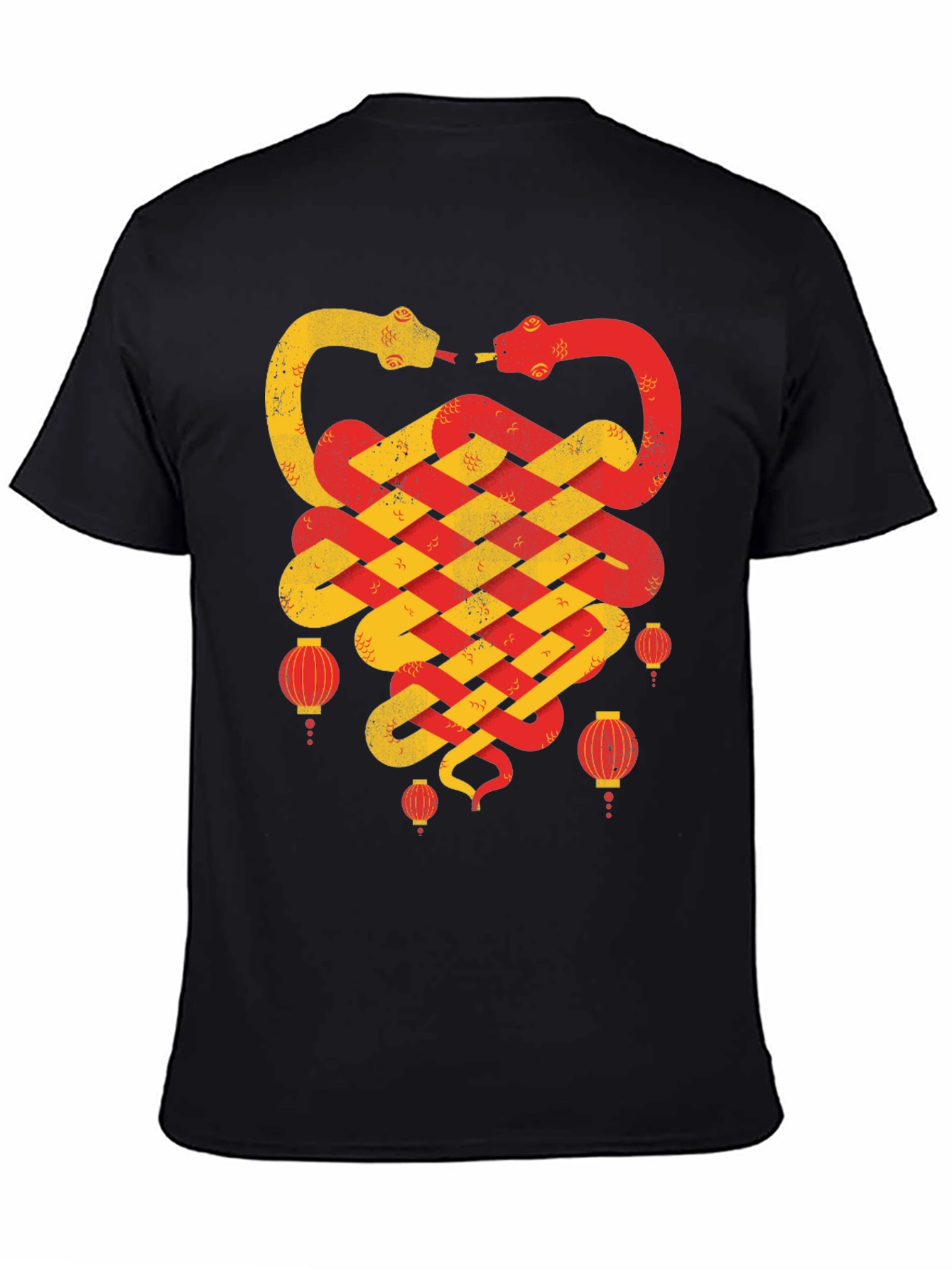 Black Chinese New Year Snake Lantern T-Shirt view 4
