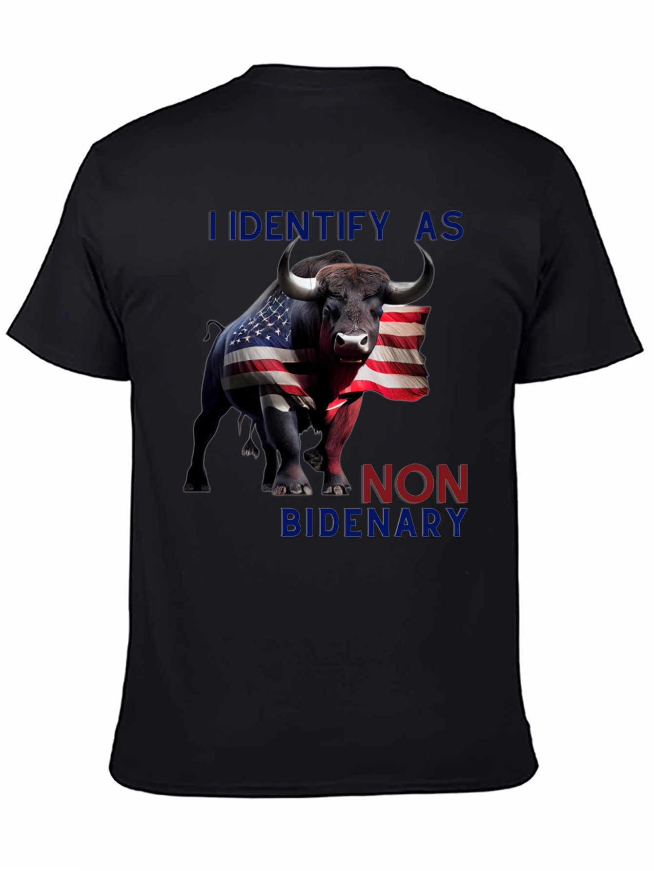 Black I Identify As Non Bidenary T-Shirt view 4