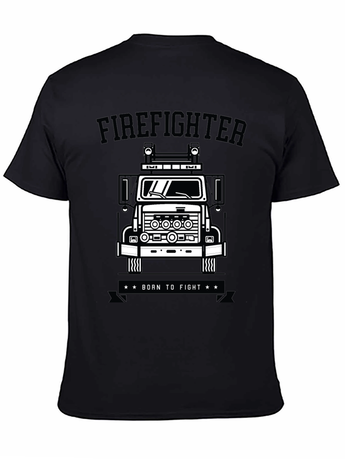 Black Firefighter Truck Graphic Tee - Born to Fight view 4