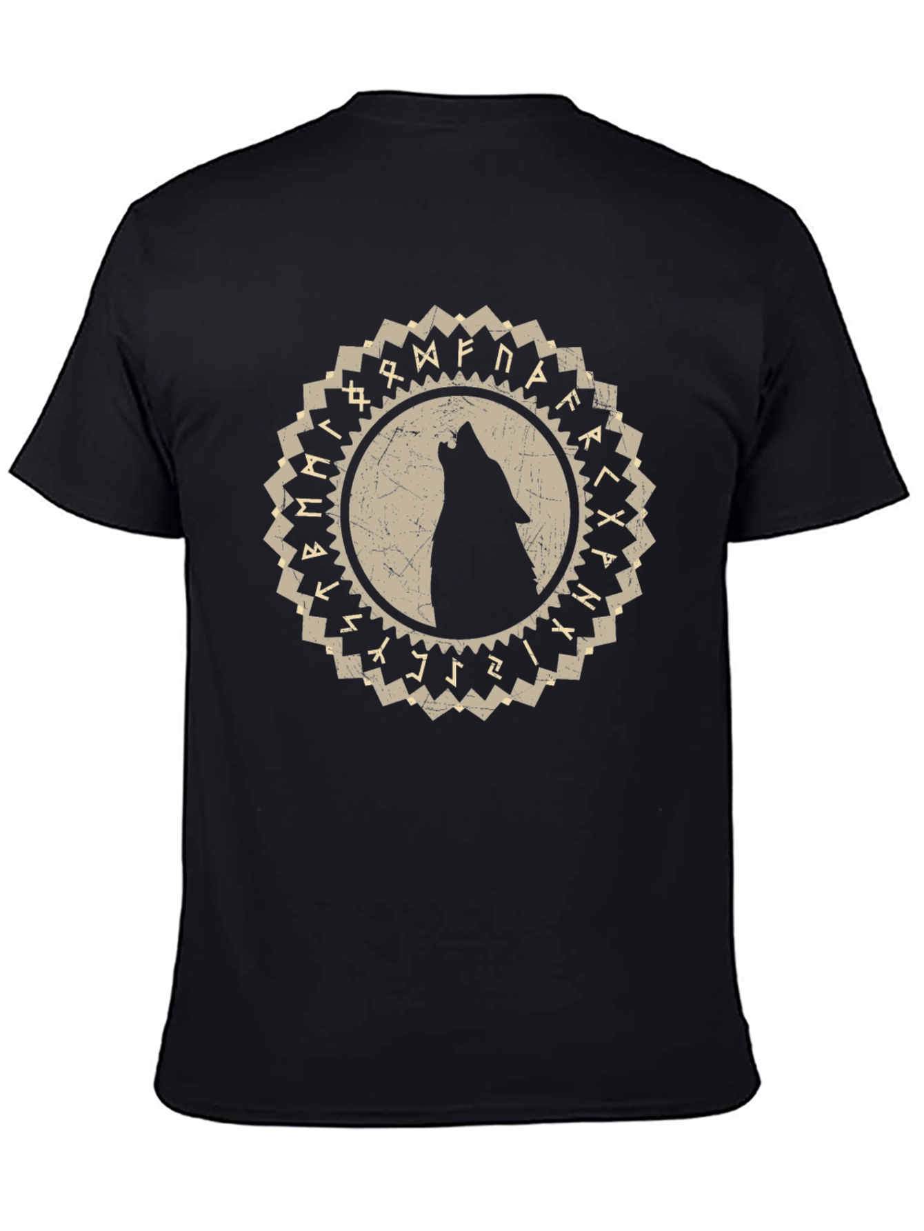 Black Wolf Rune Circle Graphic Tee view 4