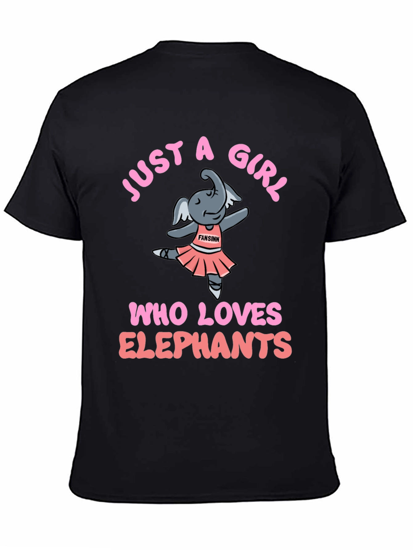 Black Just A Girl Who Loves Elephants T-Shirt view 4