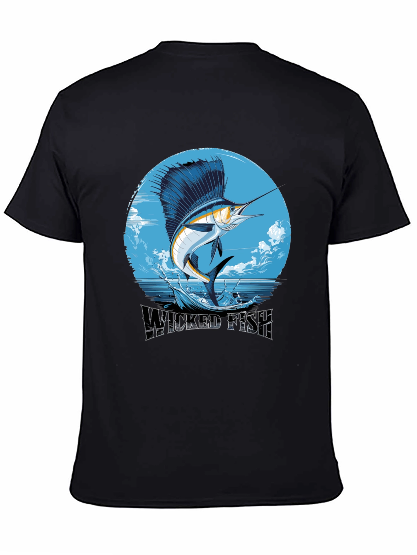Black Wicked Fish Graphic Tee - Stylish Men's Black T-Shirt view 4