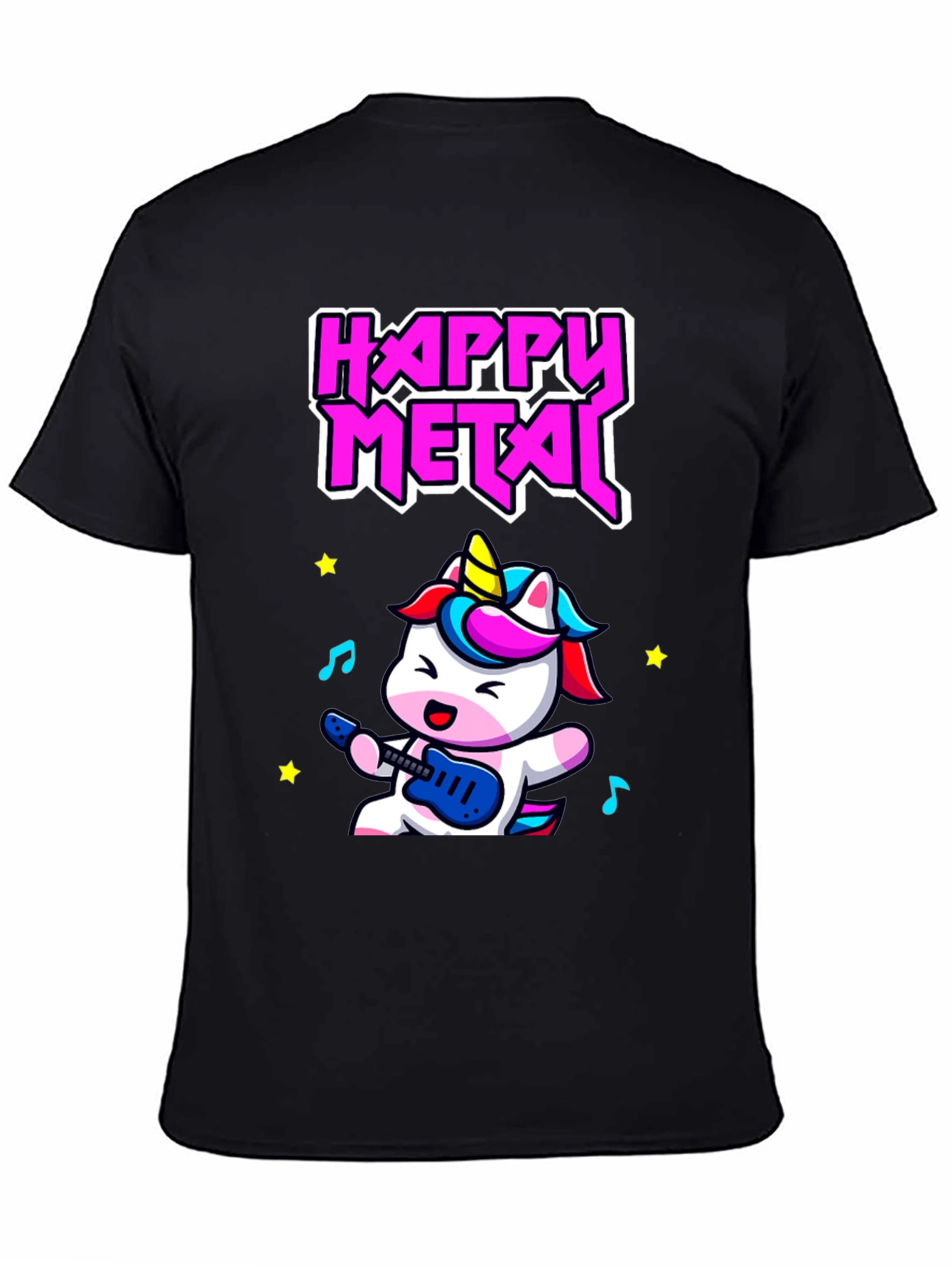 Black Happy Metal Unicorn T-Shirt - Rock On! view 4