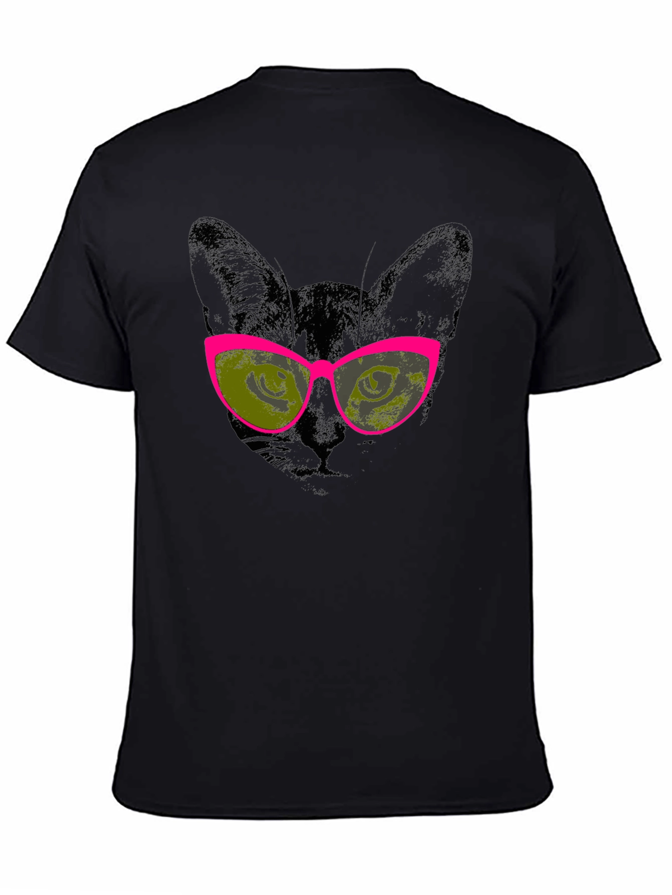 Black Cool Cat Graphic Tee - Black Cotton T-Shirt with Sunglasses view 4