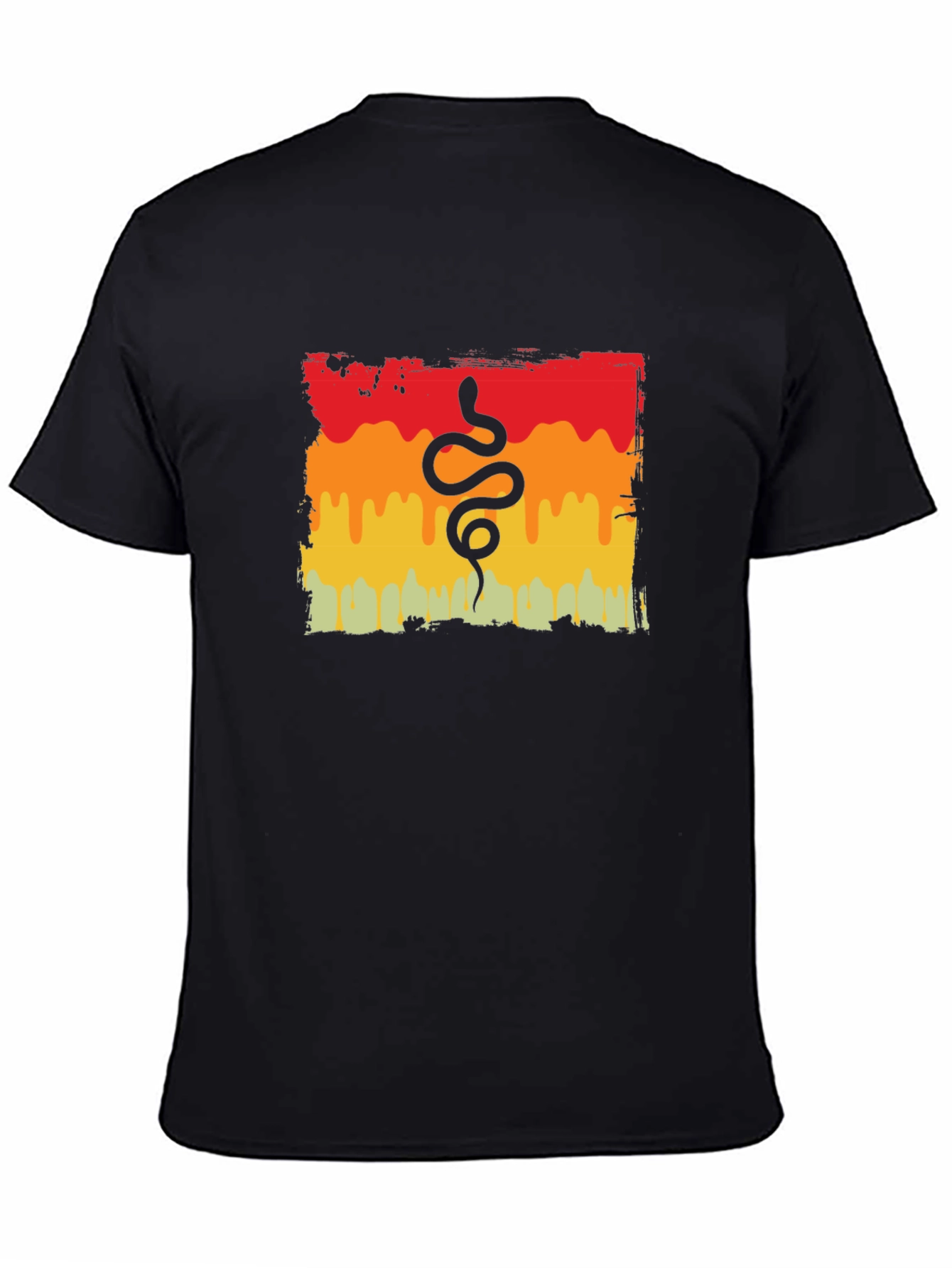 Black Retro Snake Graphic Tee - Black Cotton T-Shirt view 4