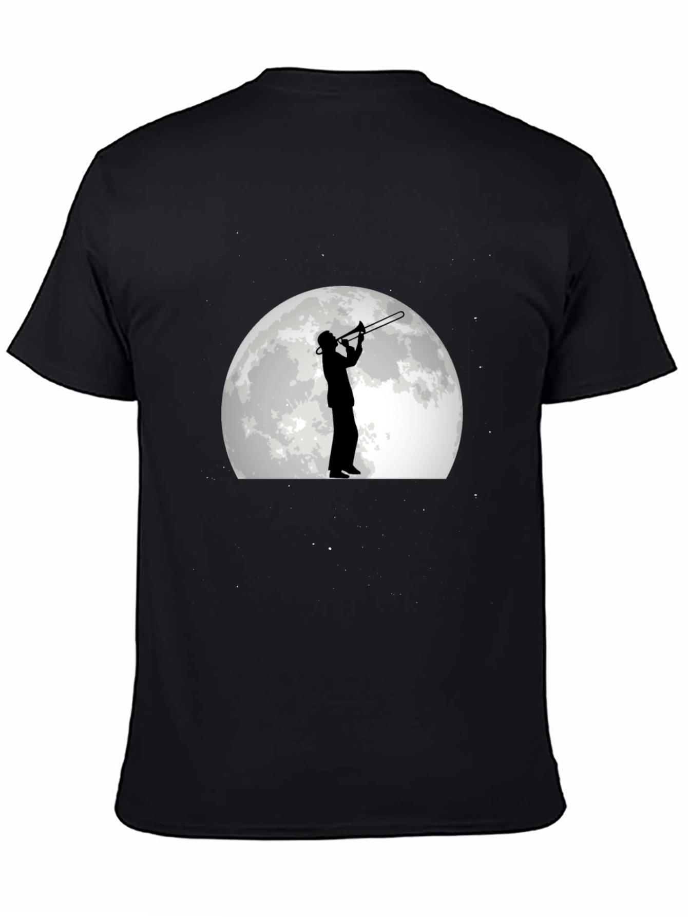 Black Moonlight Trombone Player Graphic Tee view 4