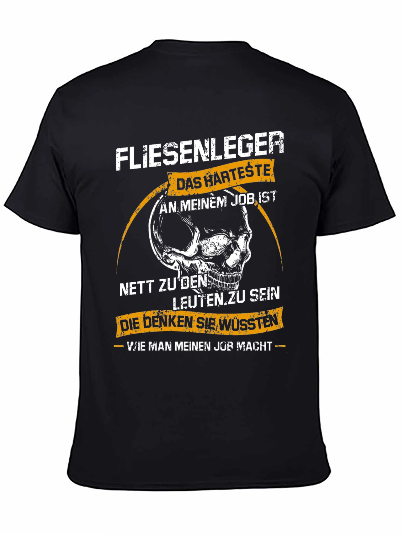 Black Humorous Tradesman T-Shirt: Fliesenleger Skull Tee view 4