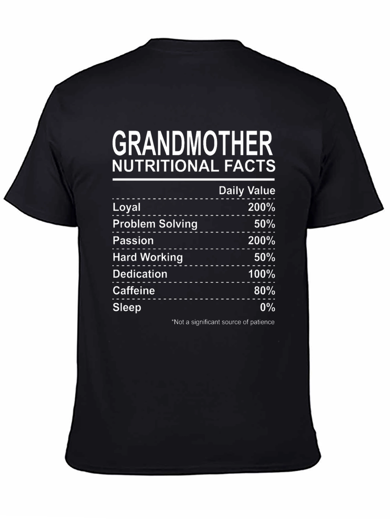 Black Grandmother Nutritional Facts Black Tee view 4