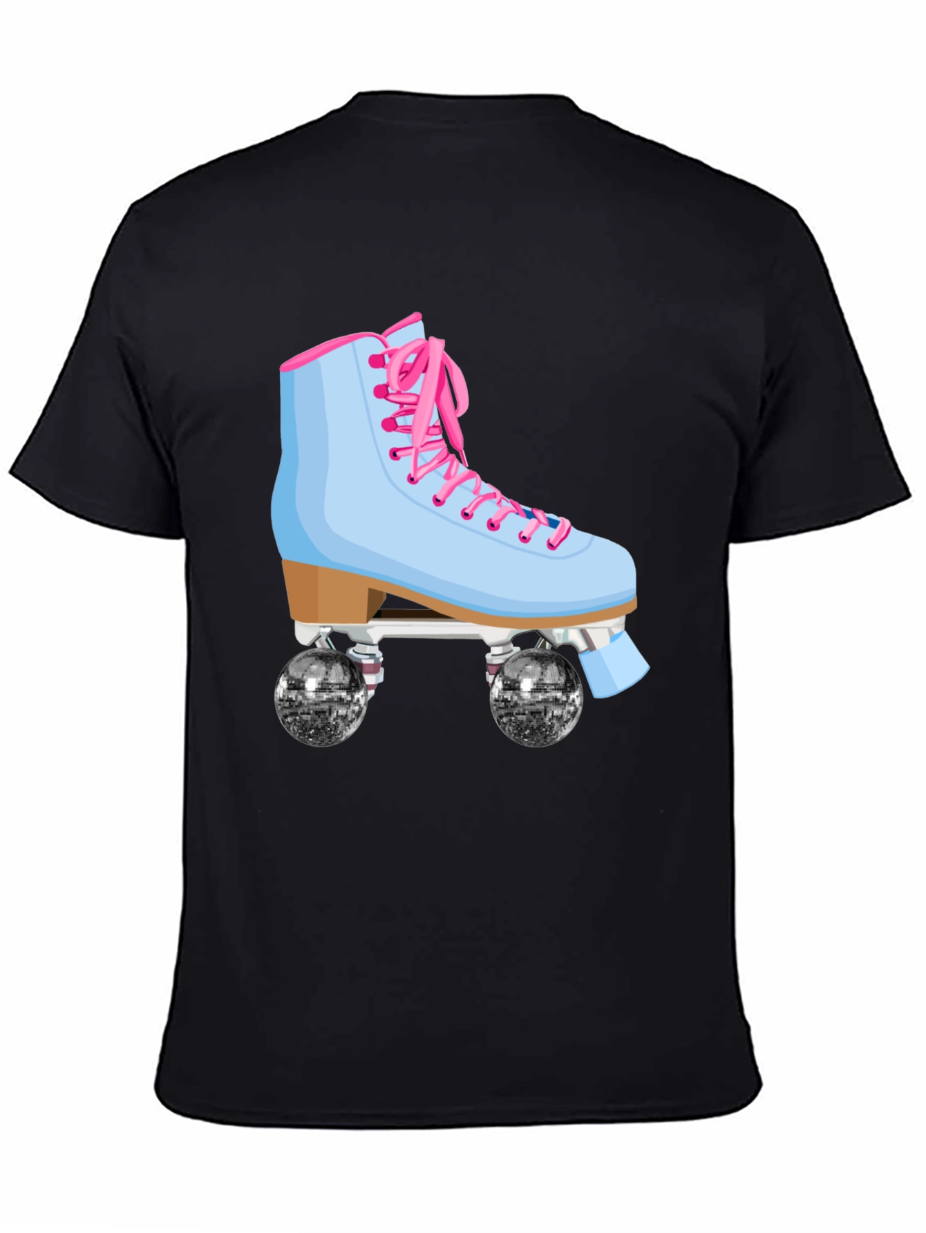 Black Retro Roller Skate Graphic T-Shirt view 4