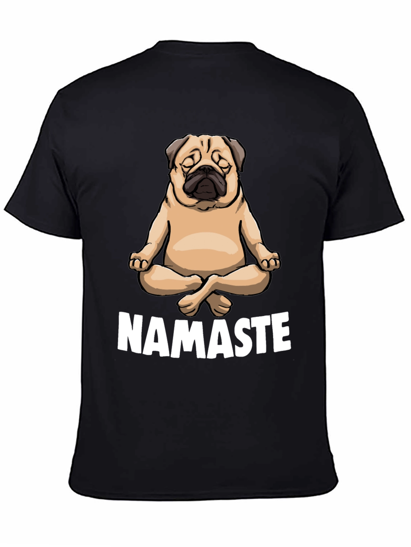 Black Yoga Pug Namaste Black T-Shirt view 4