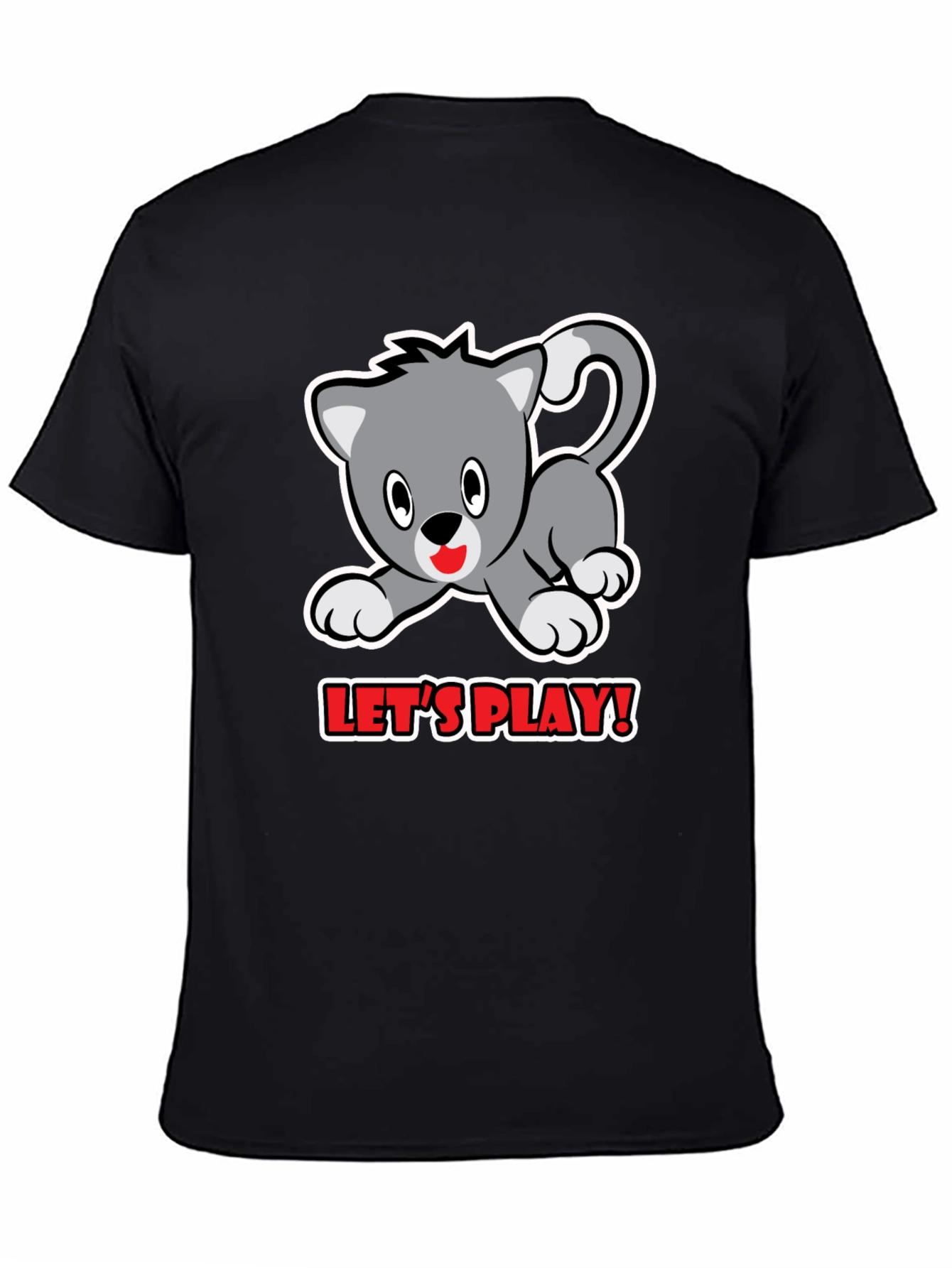 Black Cute Kitten Play T-Shirt view 4
