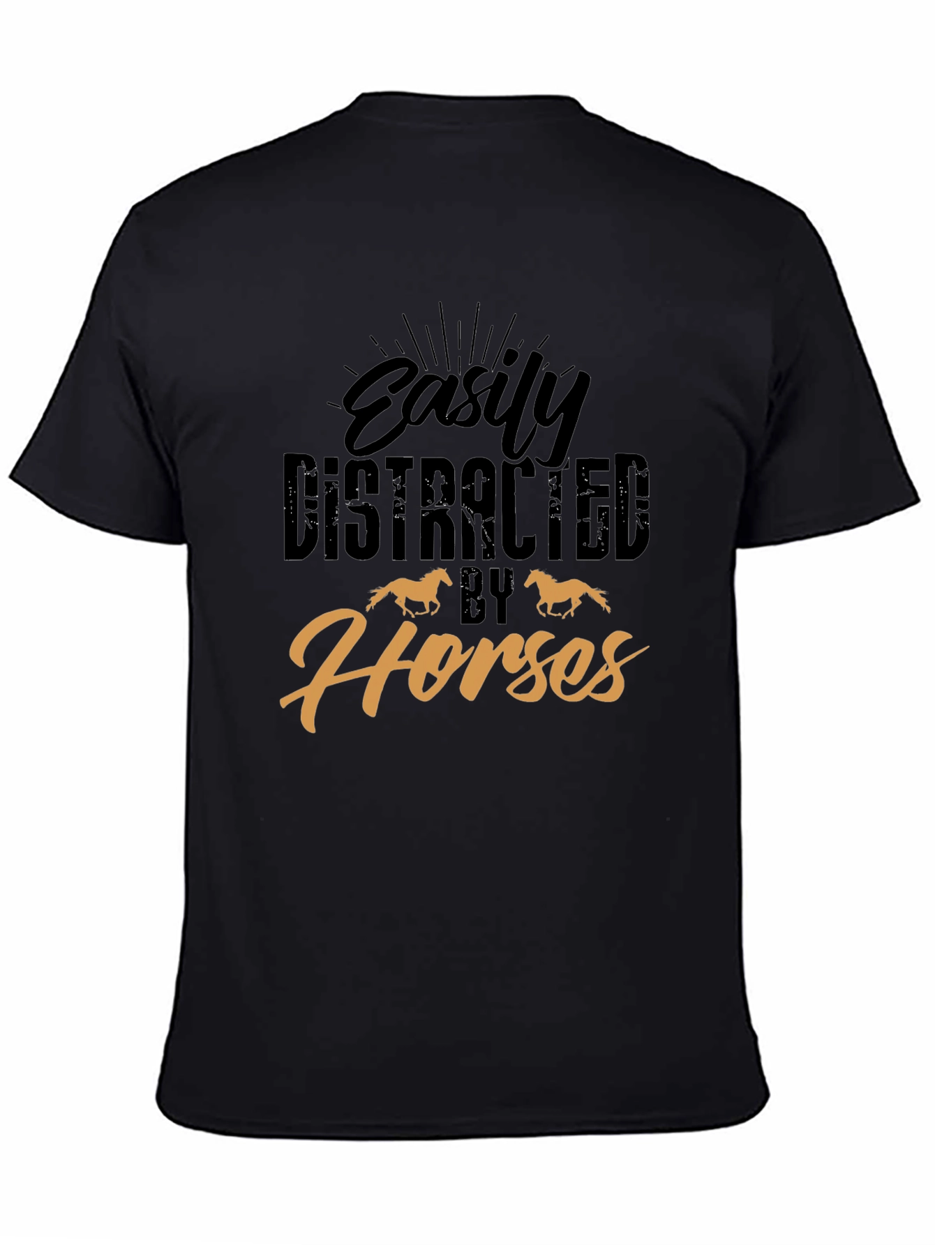 Black Easily Distracted By Horses Graphic Tee view 4
