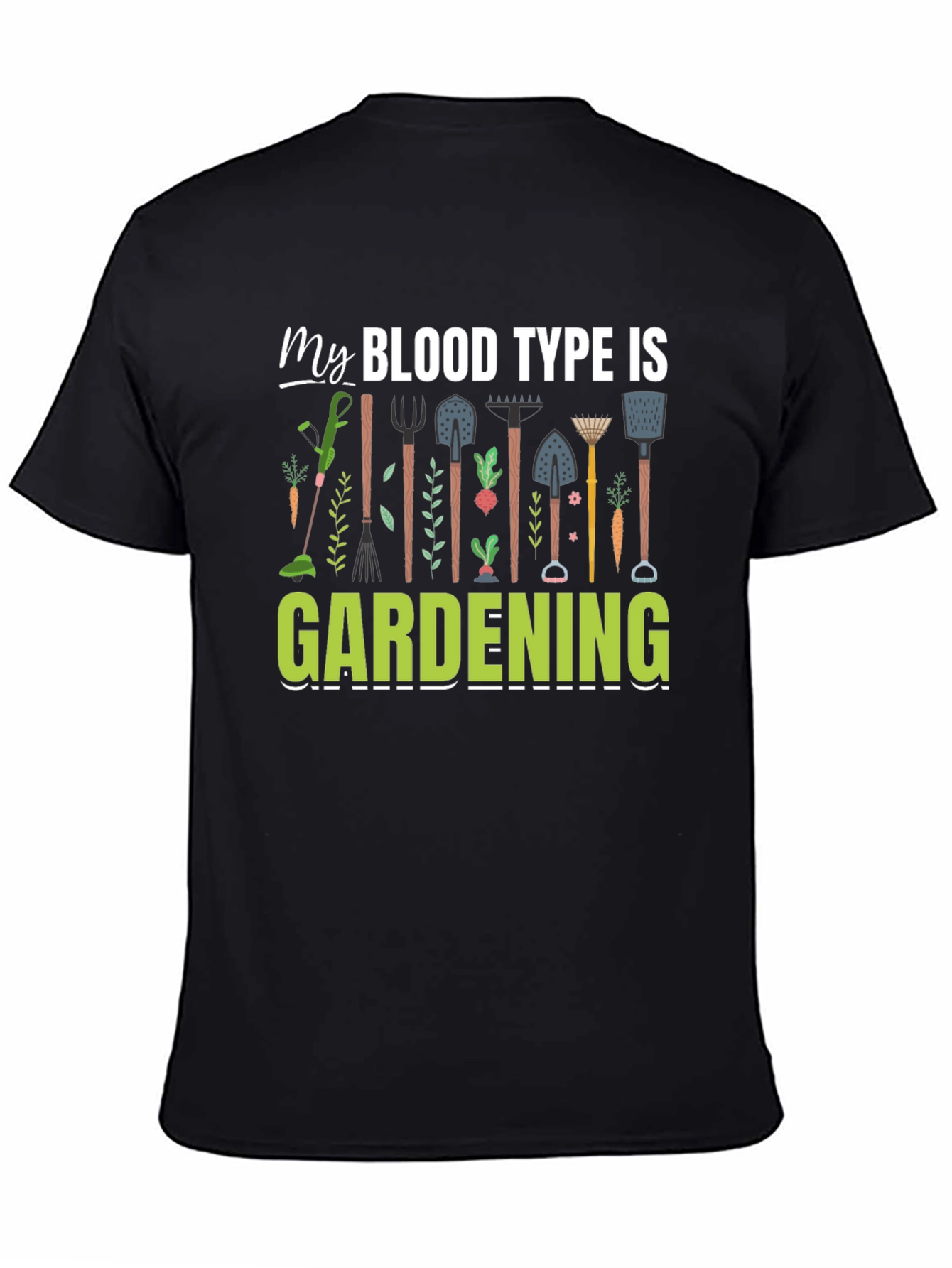 Black Gardening Blood Type T-Shirt view 4