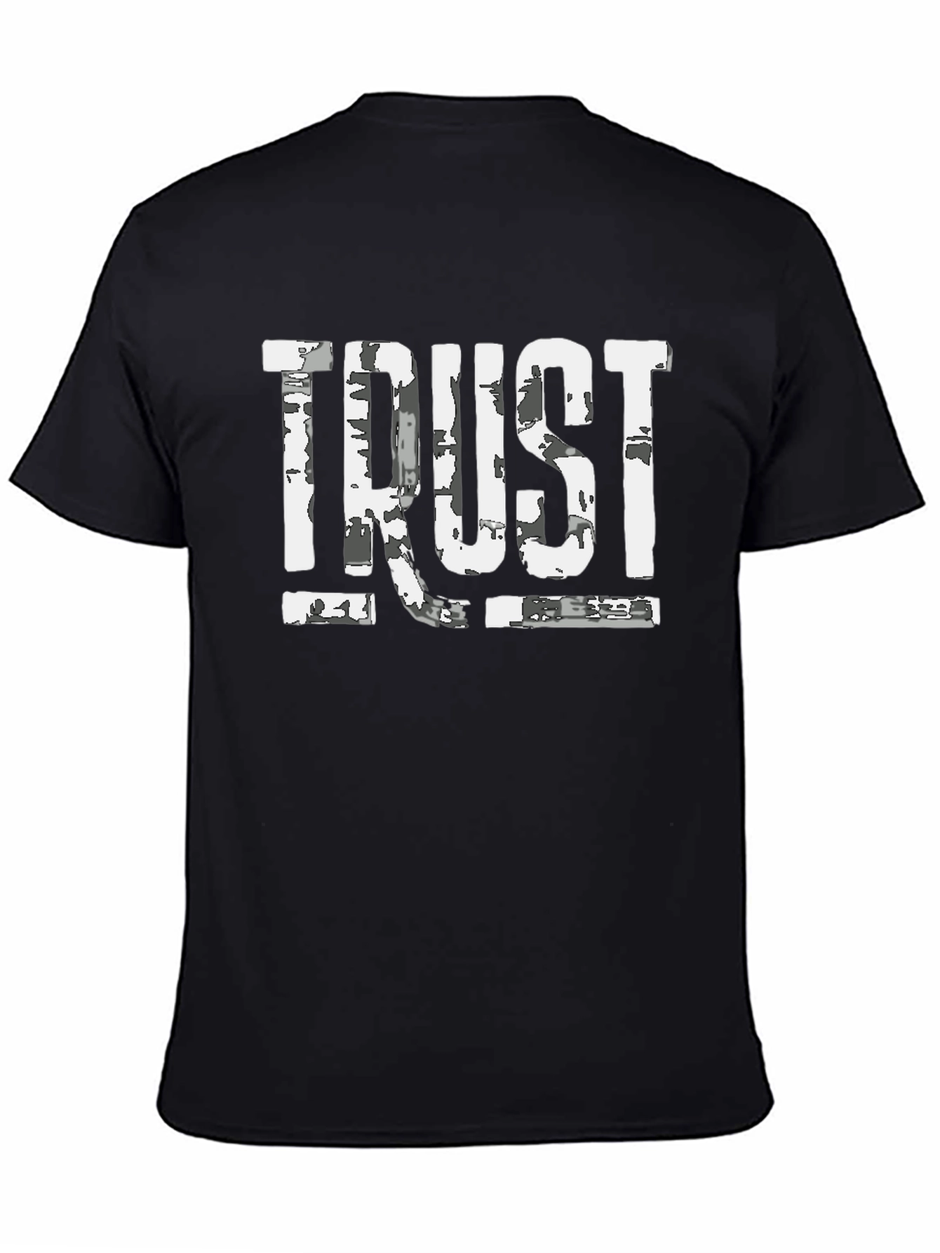 Black Distressed "TRUST" Graphic Black T-Shirt view 4