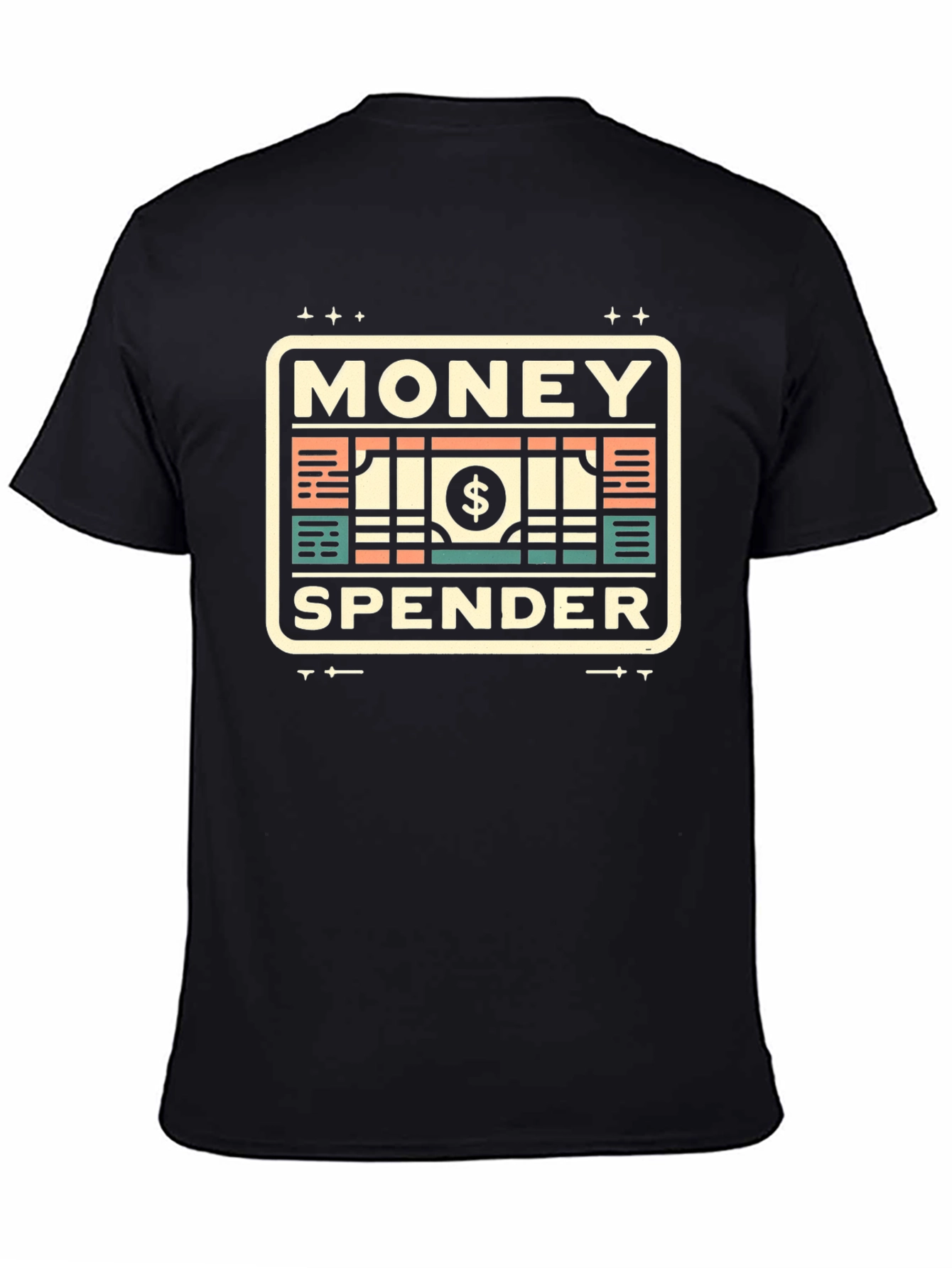 Black Money Spender Graphic T-Shirt | Black Crew Neck Tee view 4