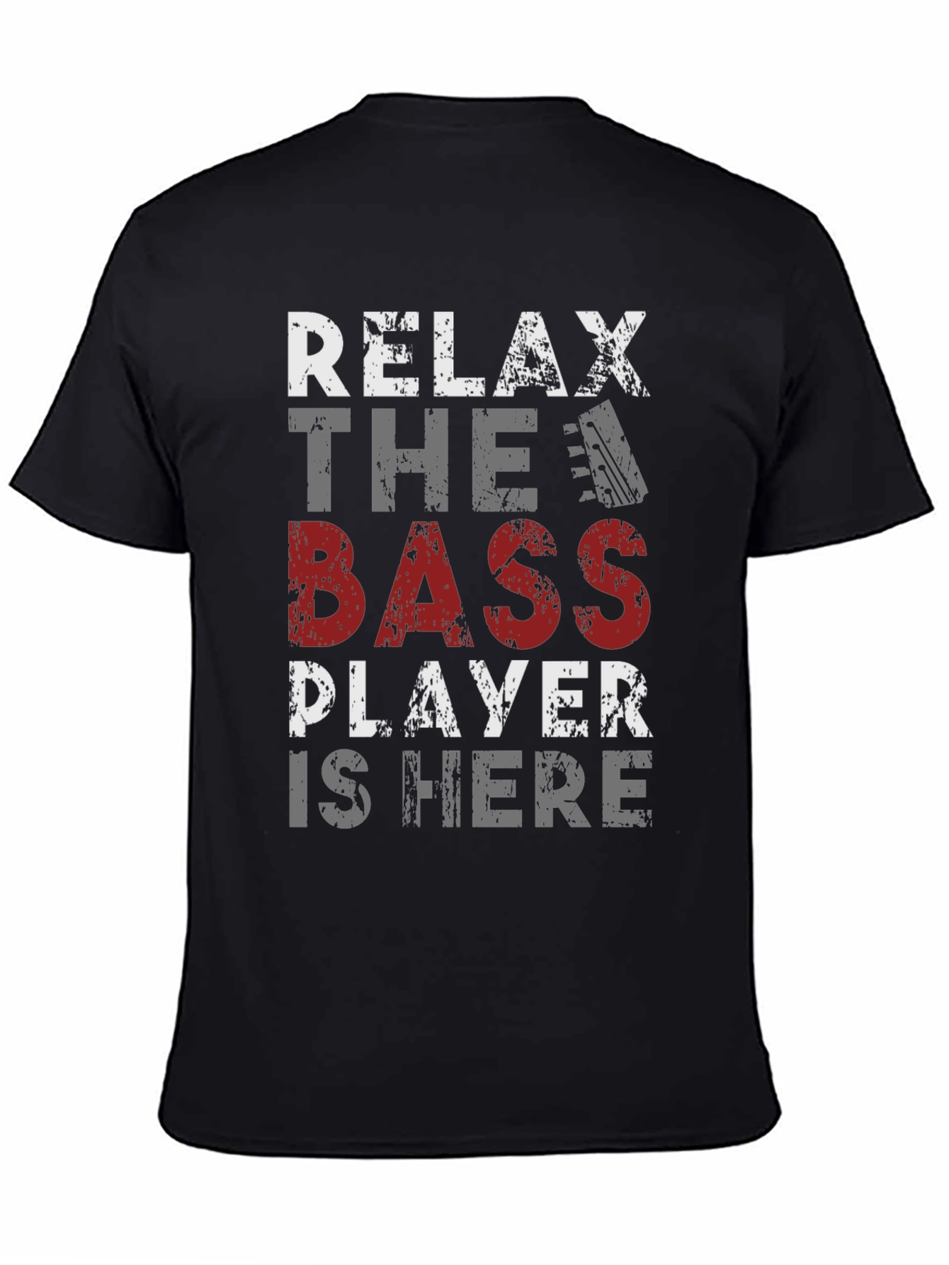 Black Relax Bass Player T-Shirt - Musician Tee view 4