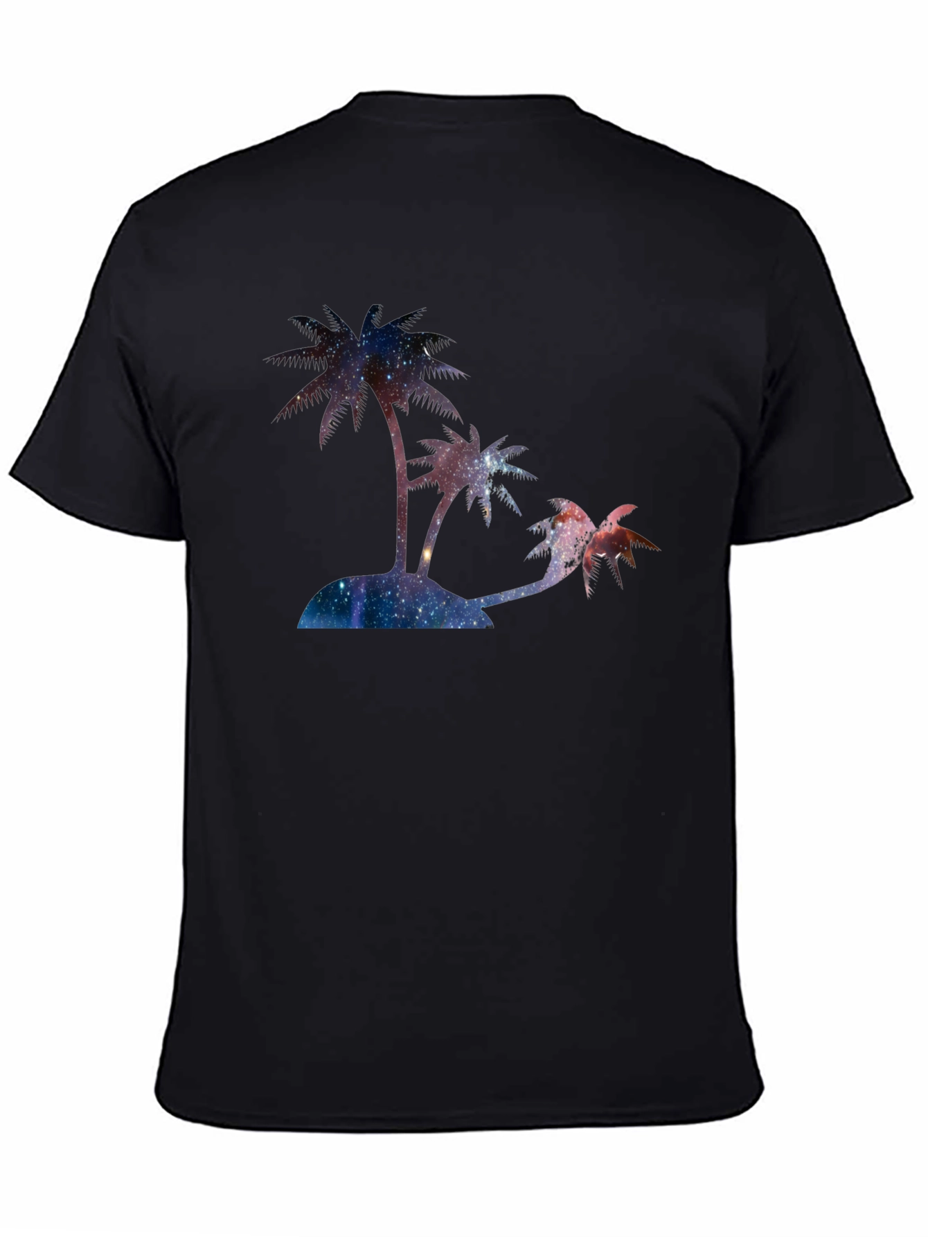 Black Galaxy Palm Tree Graphic T-Shirt view 4