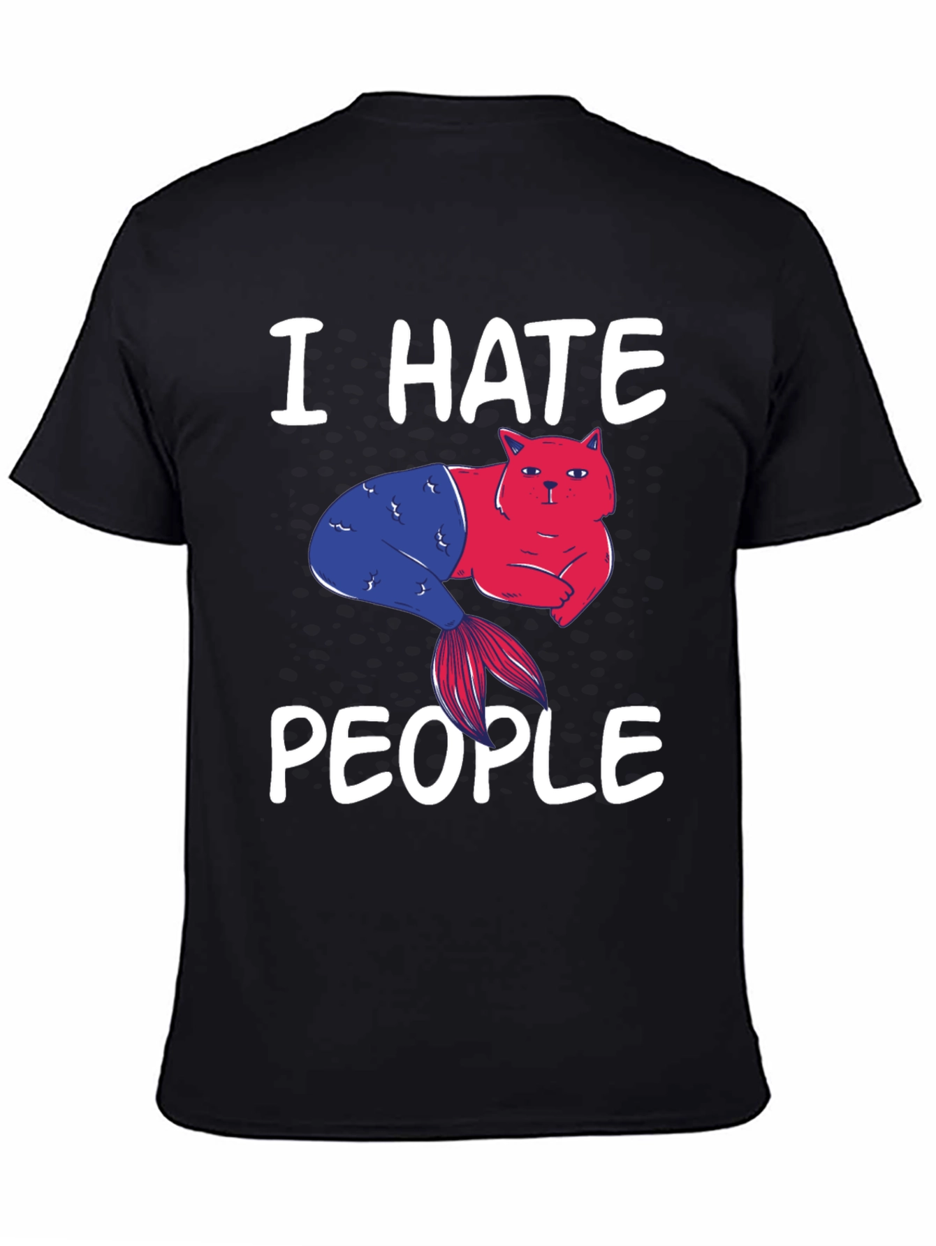Black I Hate People Cat Mermaid Graphic Tee view 4