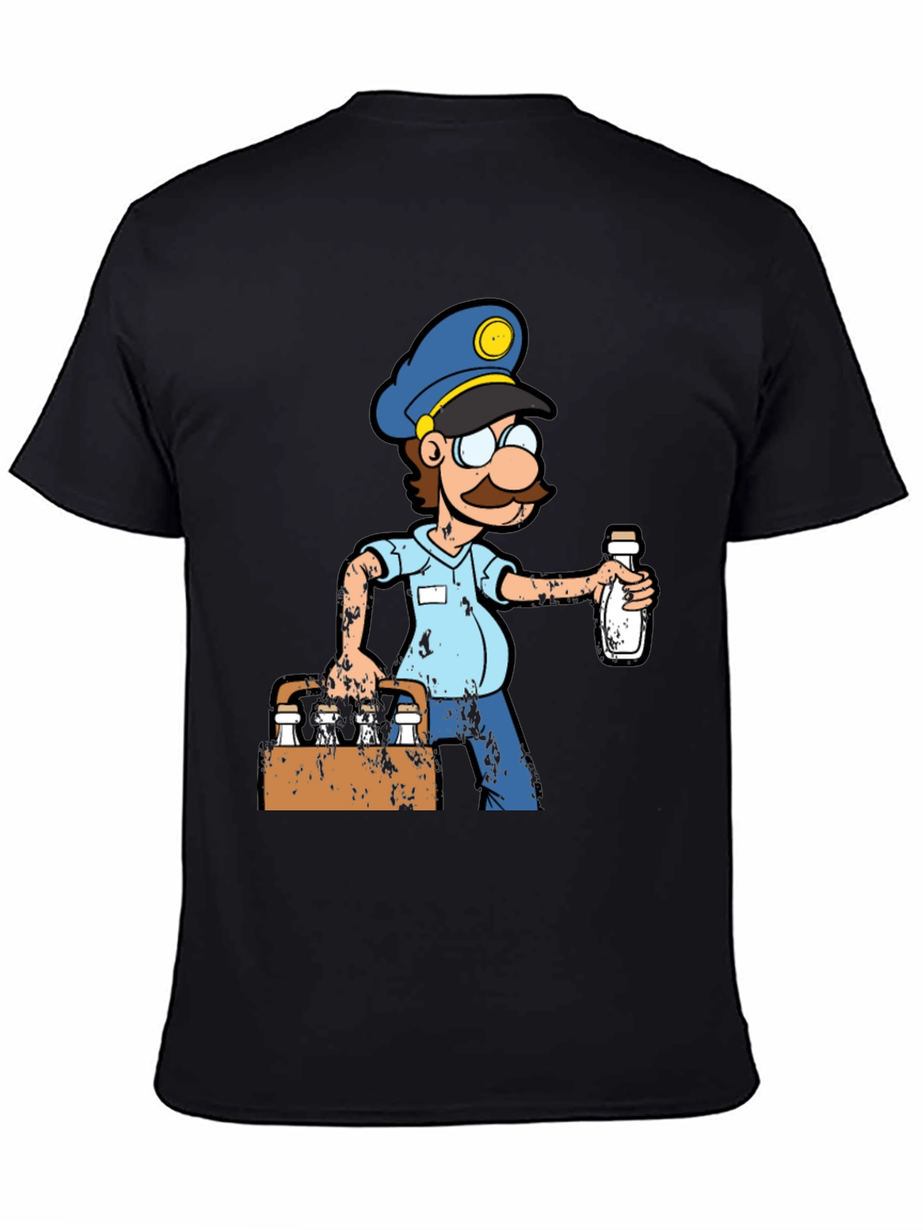 Black Cartoon Milkman T-Shirt view 4