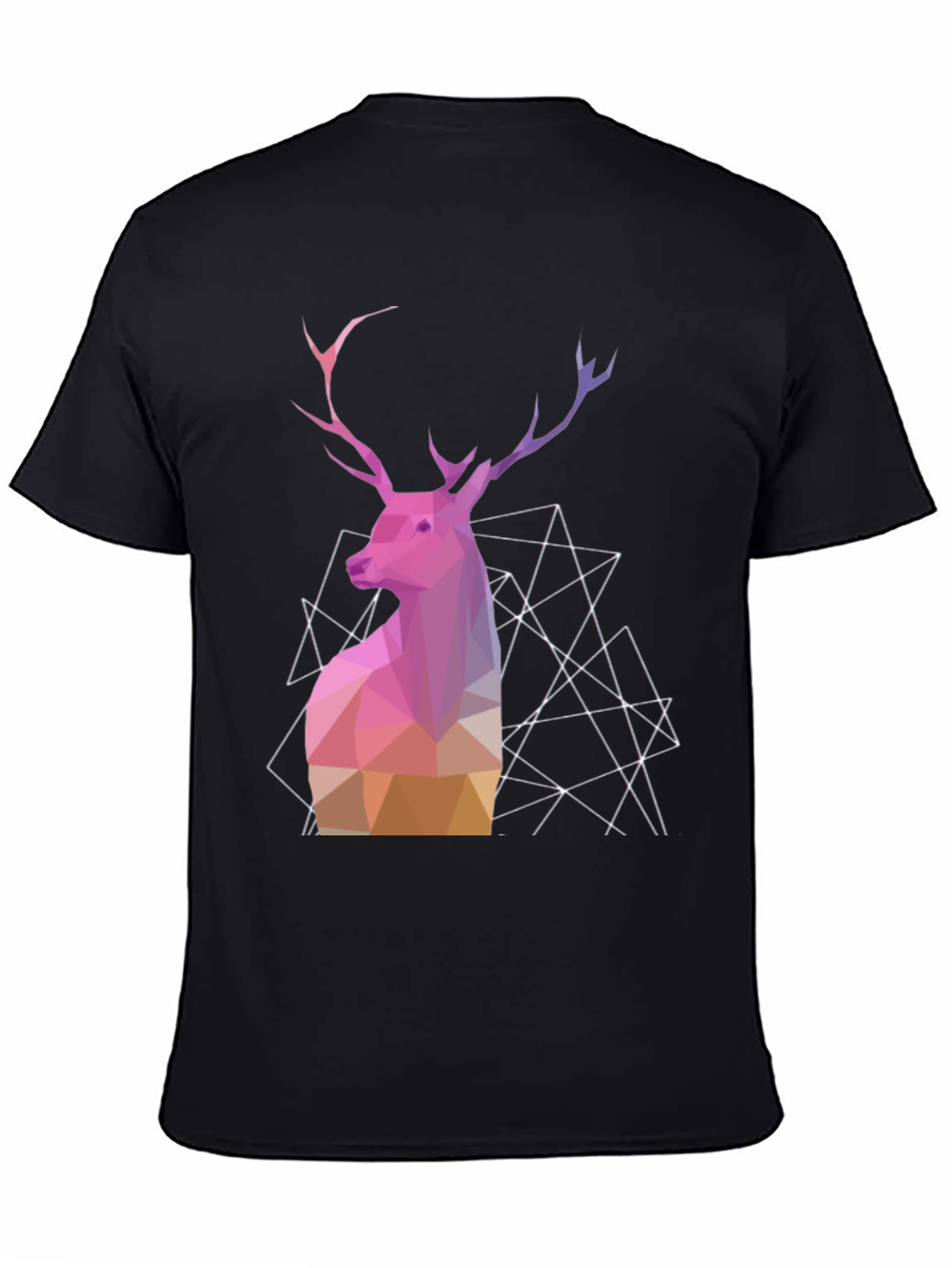 Black Geometric Deer Graphic Tee - Modern Animal Design view 4
