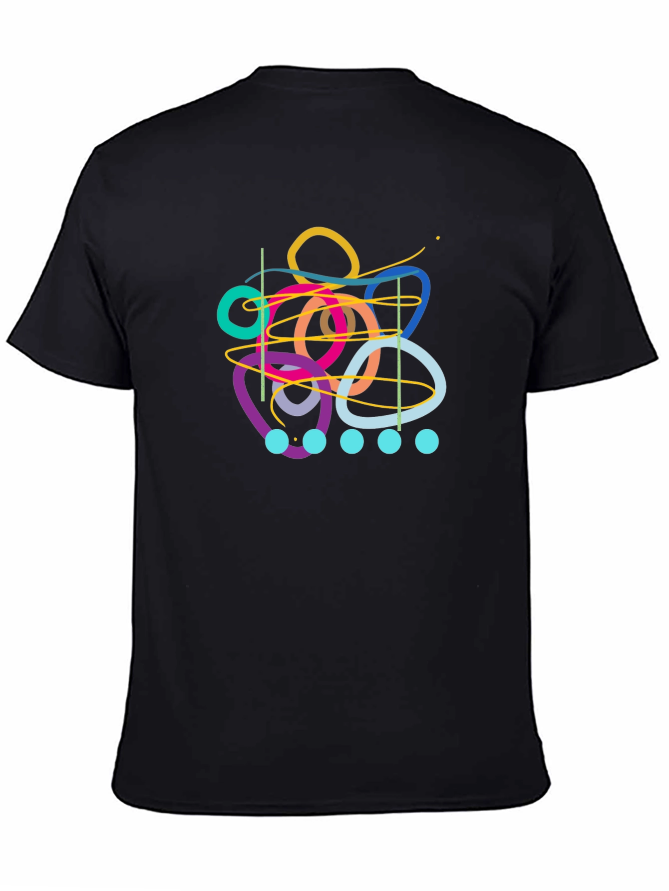 Black Abstract Graphic Print Black T-Shirt view 4