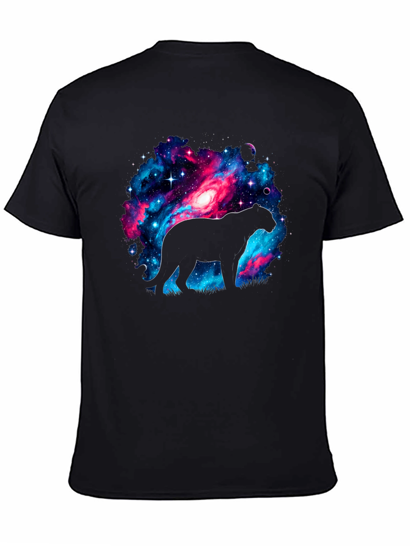Black Galaxy Panther T-Shirt - Cosmic Cat Design view 4