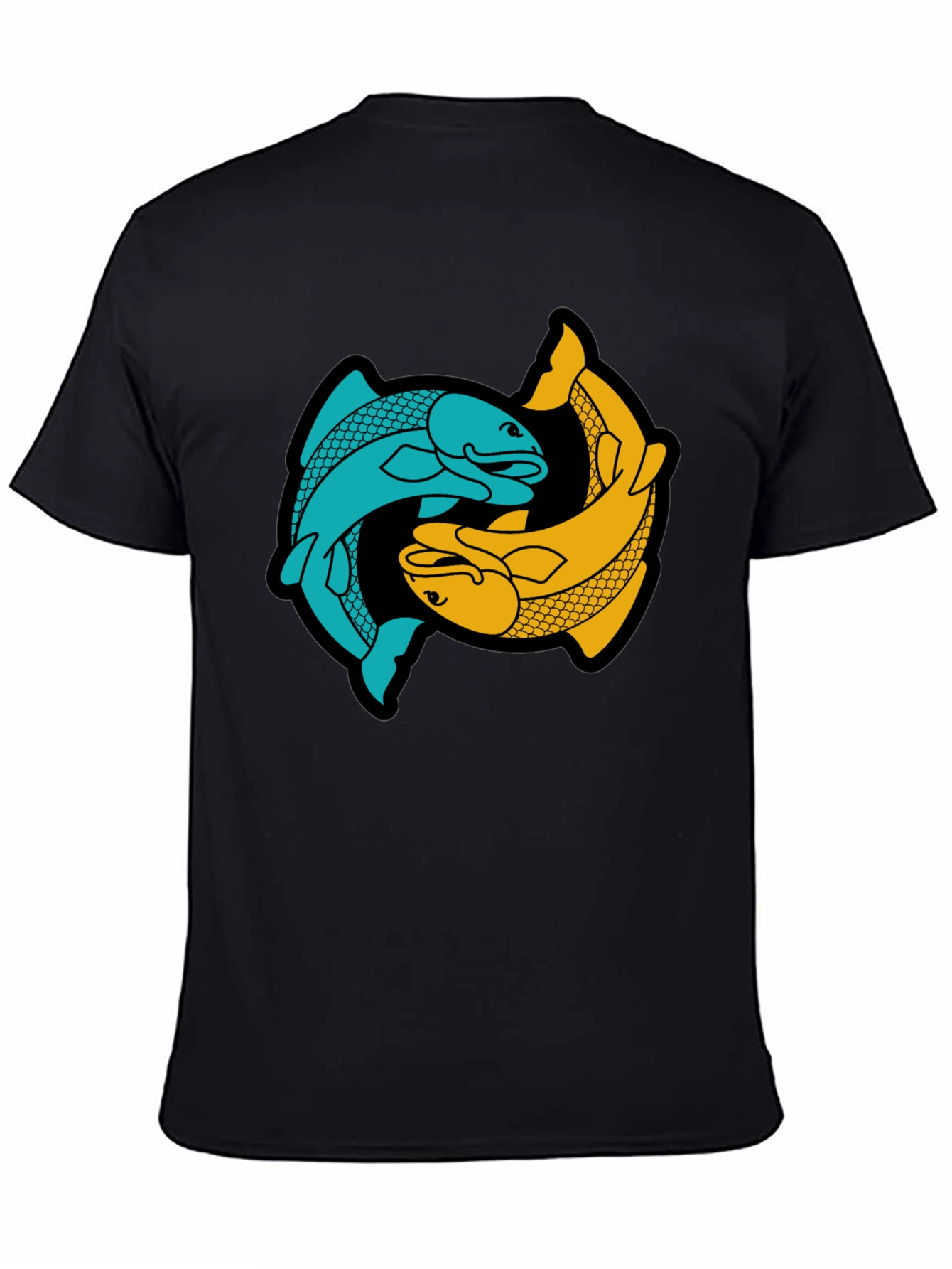 Black Yin Yang Fish Graphic Tee - Black Cotton Blend view 4