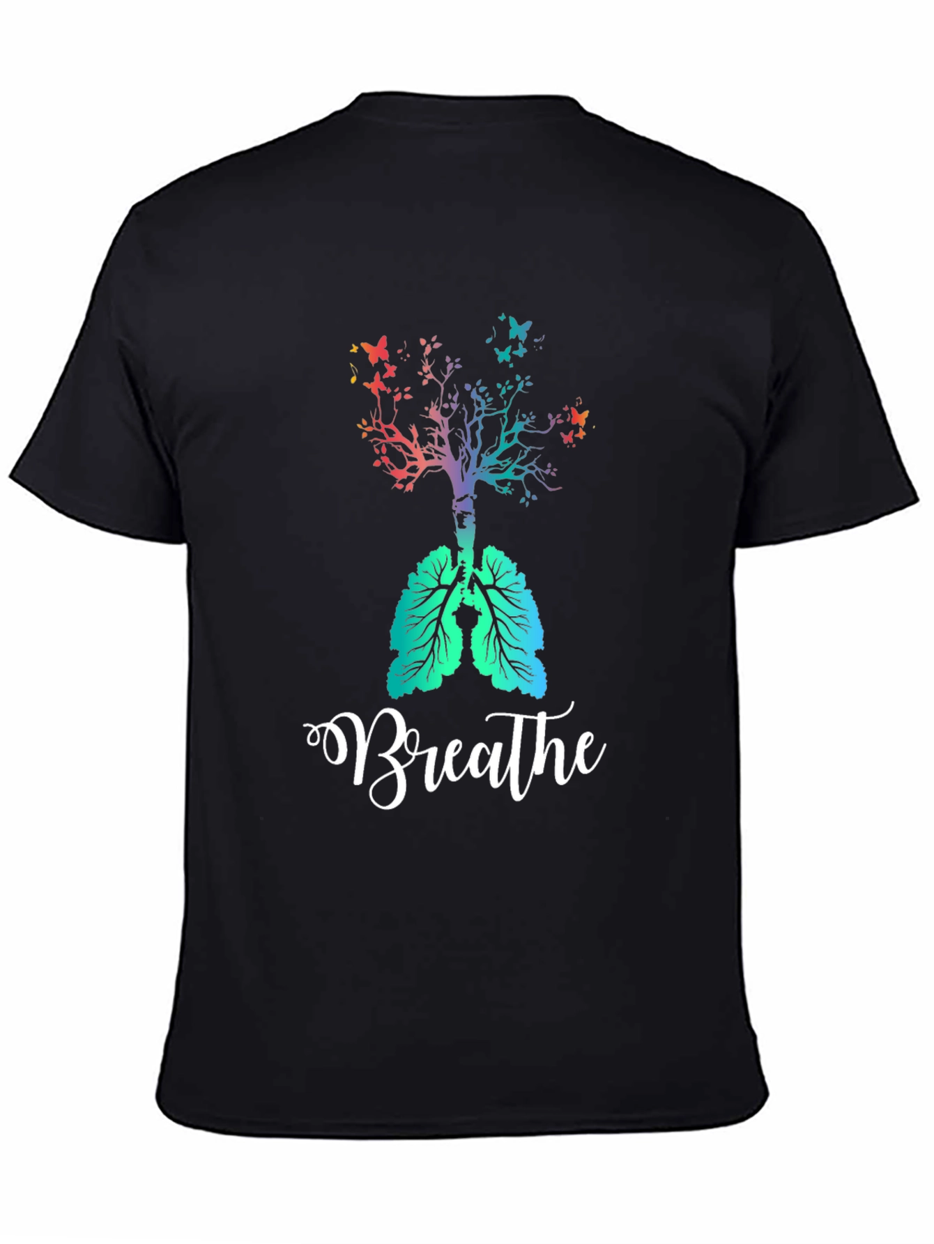 Black Breathe Tree Lungs T-Shirt view 4