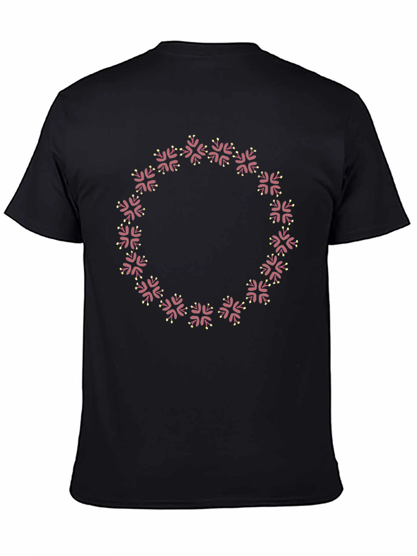 Black Floral Wreath Graphic Black T-Shirt view 4