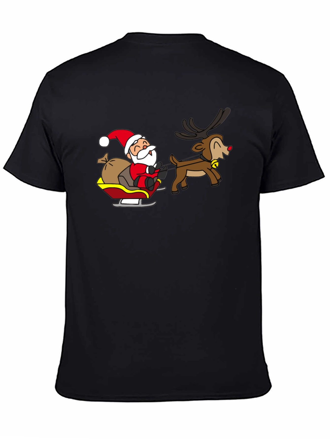 Black Santa & Reindeer Black Graphic Tee view 4
