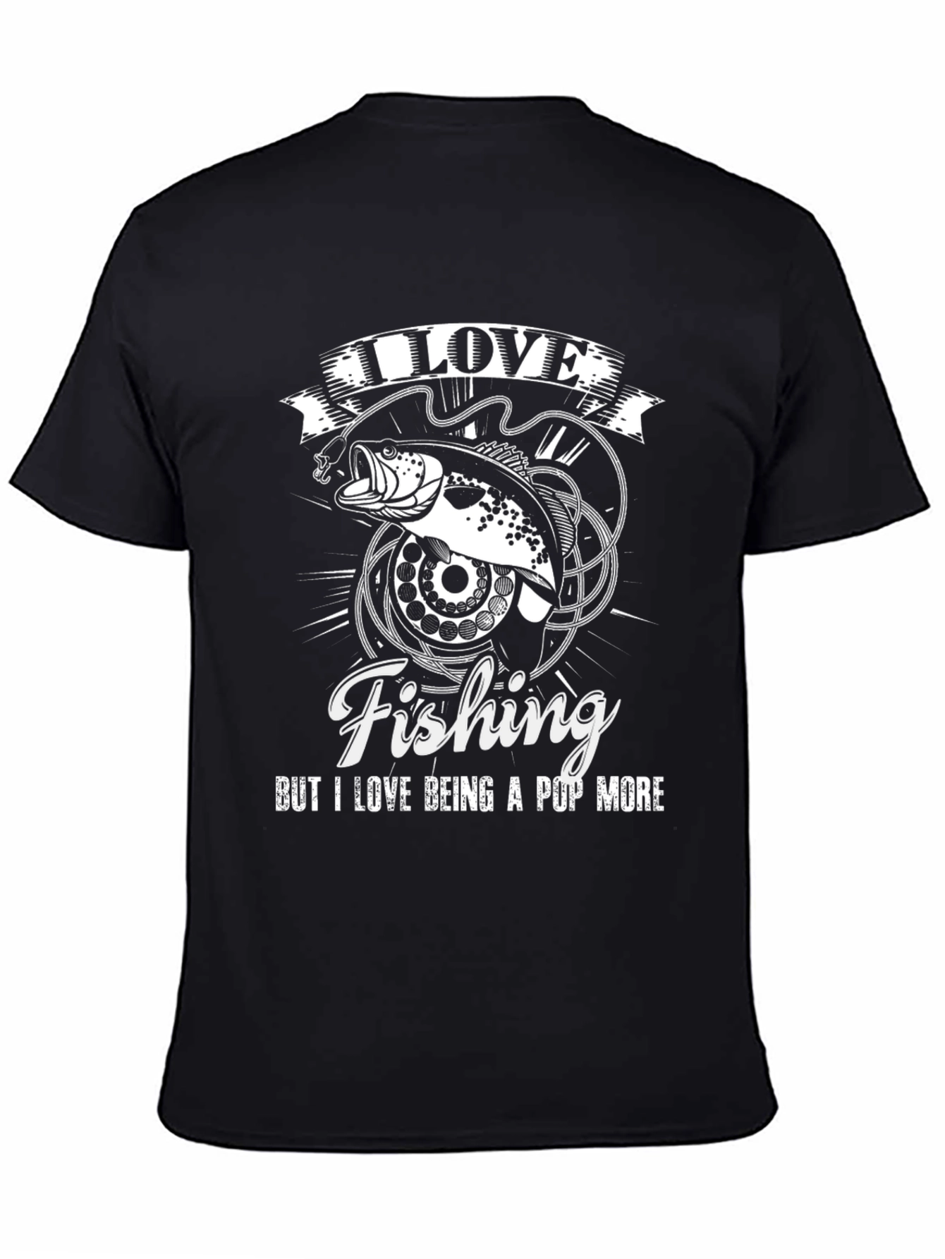 Black I Love Fishing Graphic T-Shirt view 4