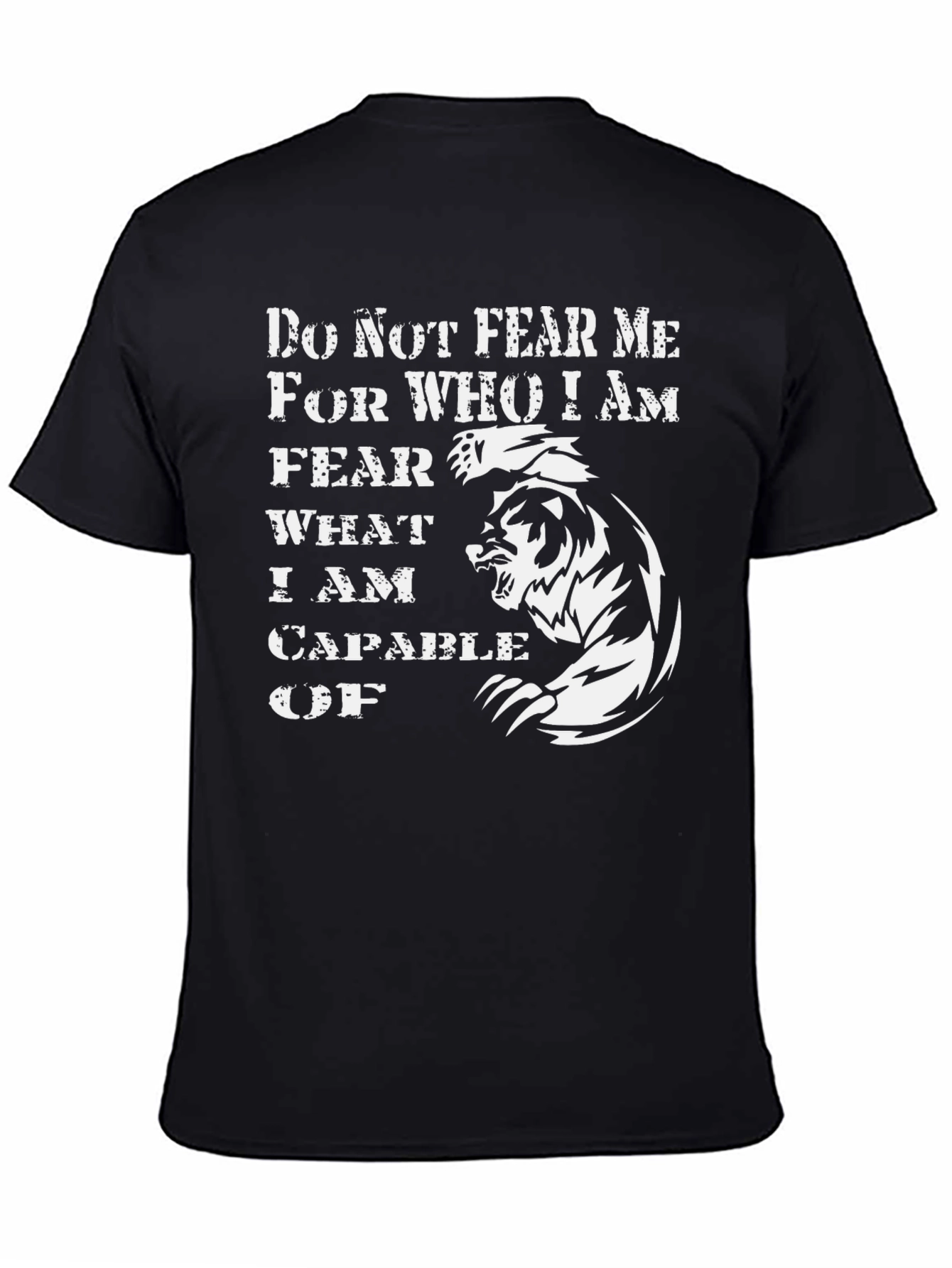 Black Fear Me Tiger Graphic T-Shirt - Bold Statement Tee view 4