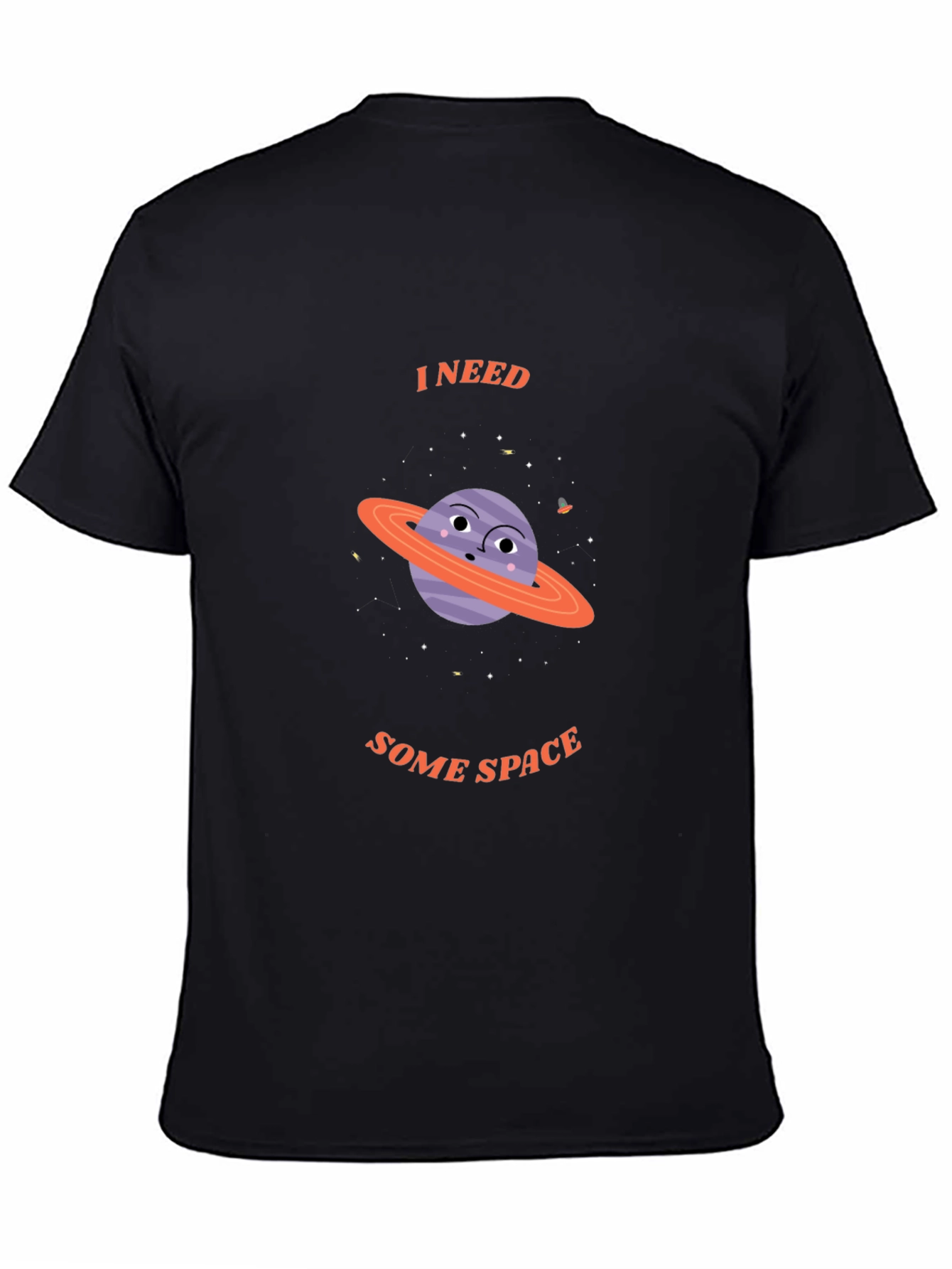 Black I Need Some Space T-Shirt - Saturn Graphic Tee view 4